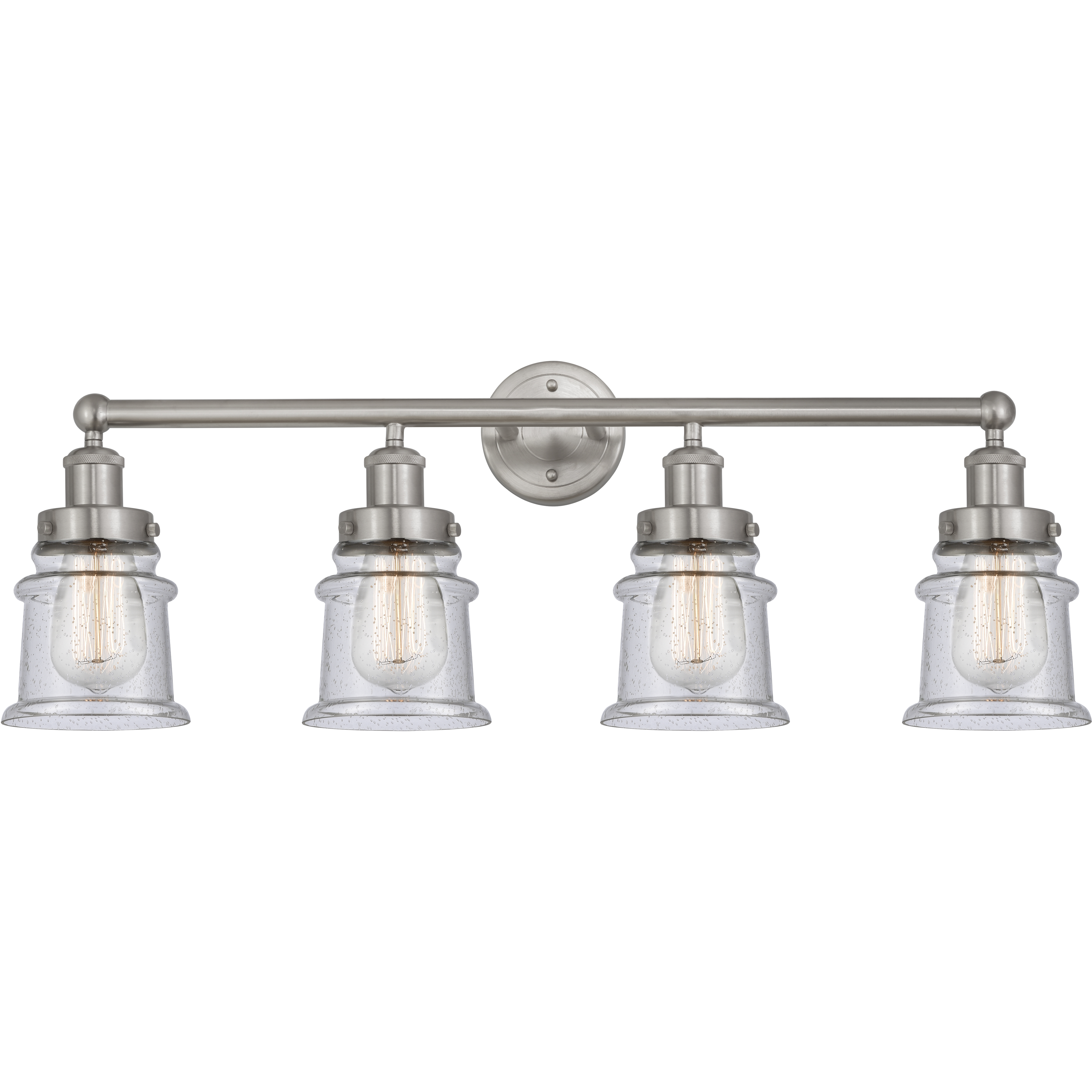 Edison Canton 4 Light 32 inch Brushed Satin Nickel Bath Vanity Light Wall Light in Seedy Glass