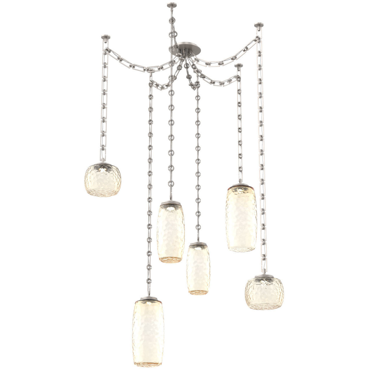 Vessel LED 15.2 inch Beige Silver Swag Multi-Pendant Ceiling Light in Amber, 2700K LED, Rectangular Chain