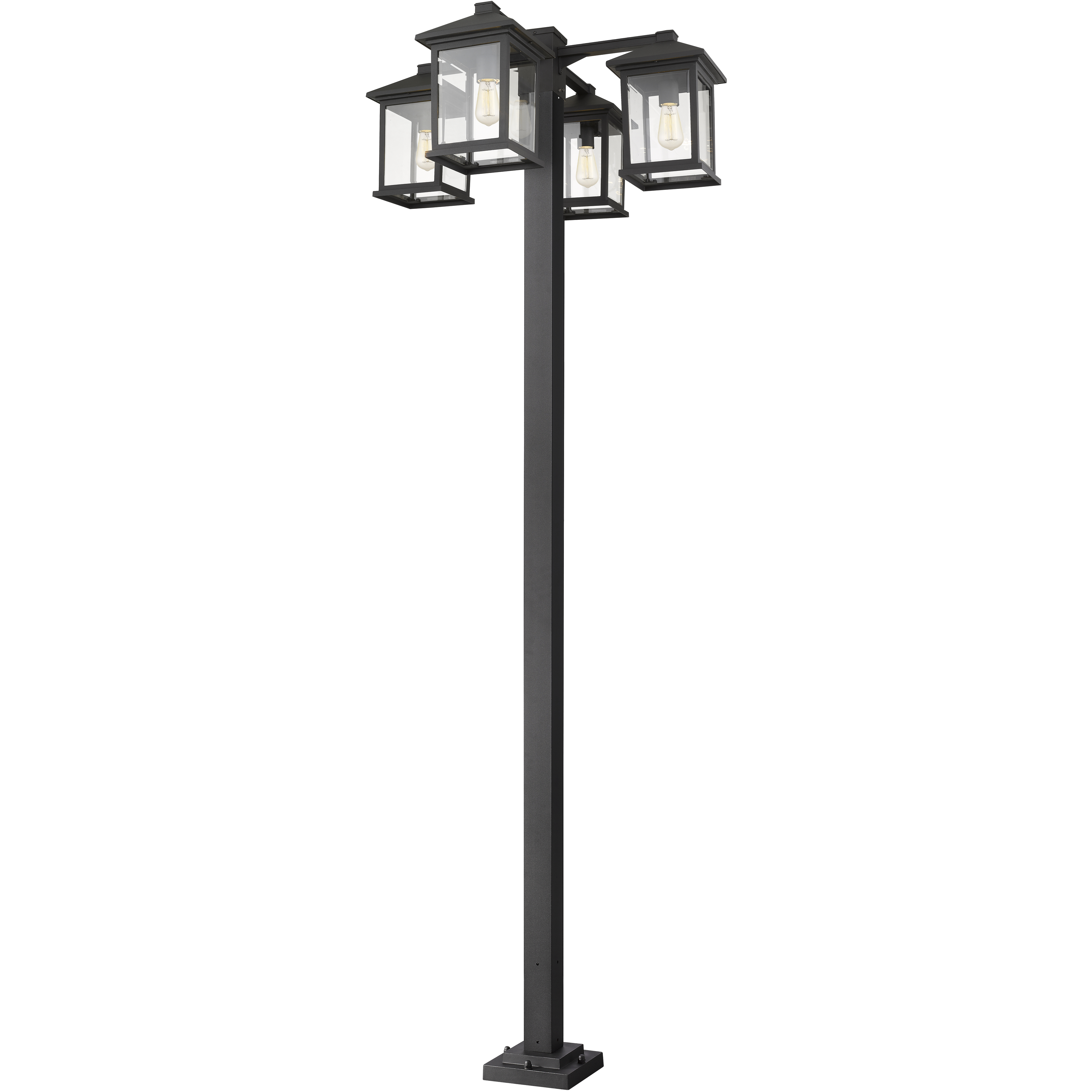 Portland 4 Light 99 inch Black Outdoor Post Mounted Fixture