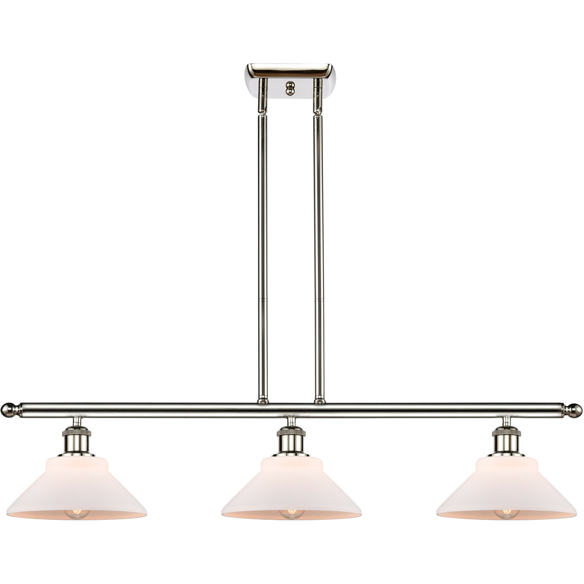 Ballston Orwell 3 Light 36 inch Polished Nickel Island Light Ceiling Light in Matte White Glass, Ballston