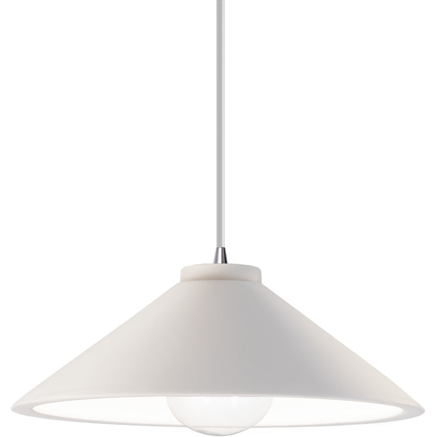 Radiance Collection - Flare 1 Light 11.75 inch Bisque and Polished Chrome Pendant Ceiling Light in Replaceable Bulb, White, Form+Finish+Function