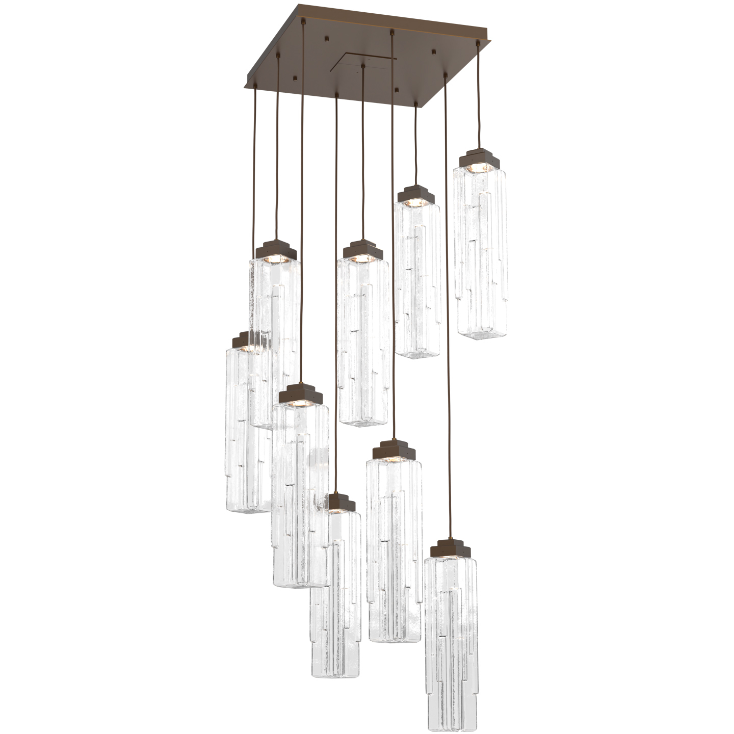 Ledgestone LED 26.1 inch Flat Bronze Chandelier Ceiling Light in 3000K LED, Clear Ledgestone, Square Multi-Port