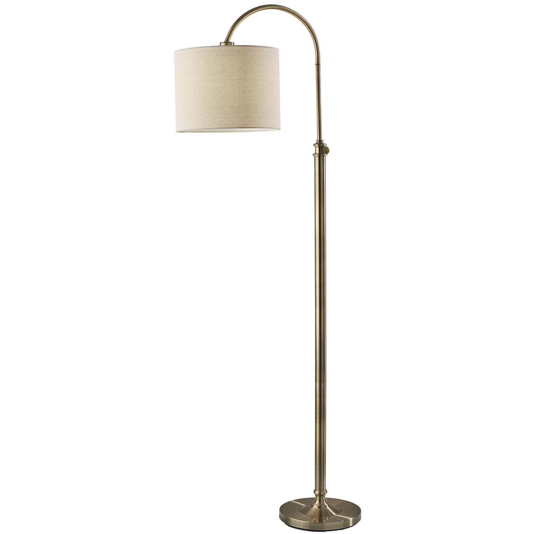 Barton 58 inch 100 watt Antique Brass Floor Lamp Portable Light