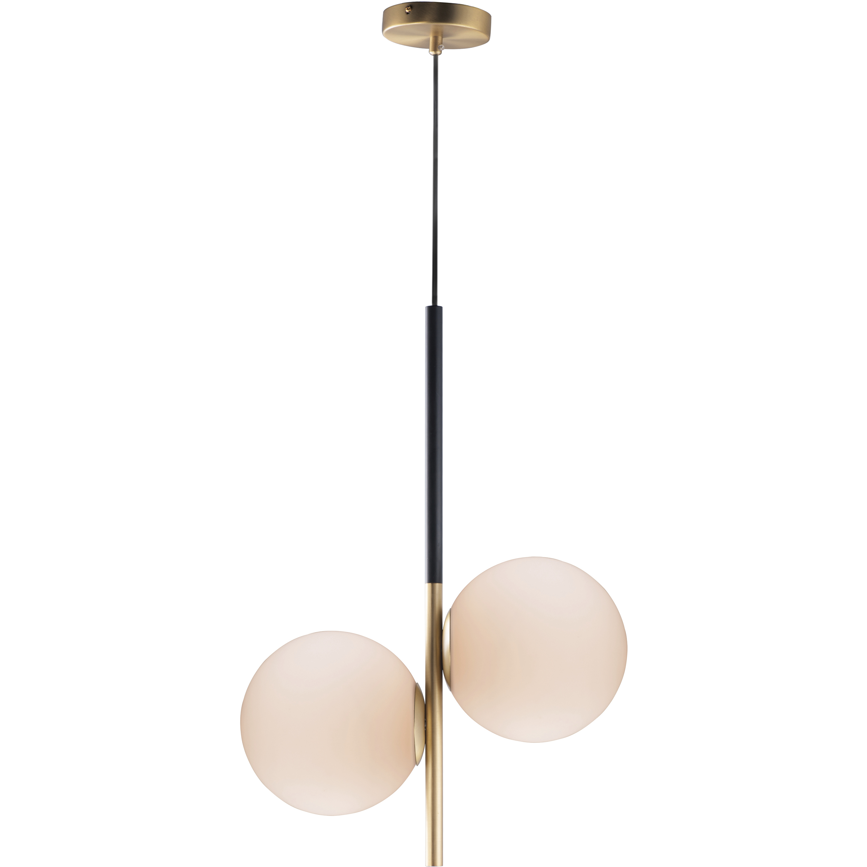 Vesper 2 Light 9.75 inch Satin Brass and Black Single Pendant Ceiling Light