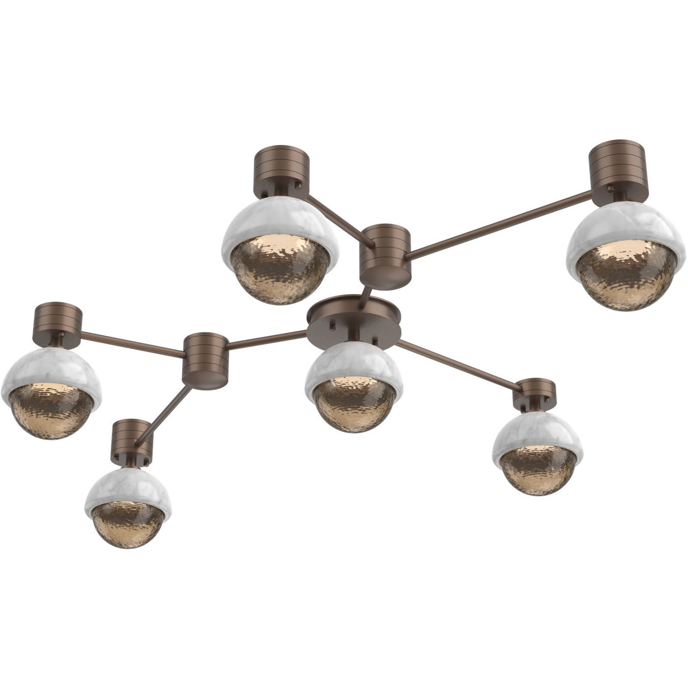 Cabochon Sconce & Flush Mount Wall Light in Bronze, 2700K LED, Burnished Bronze with White Marble, Hub & Spoke