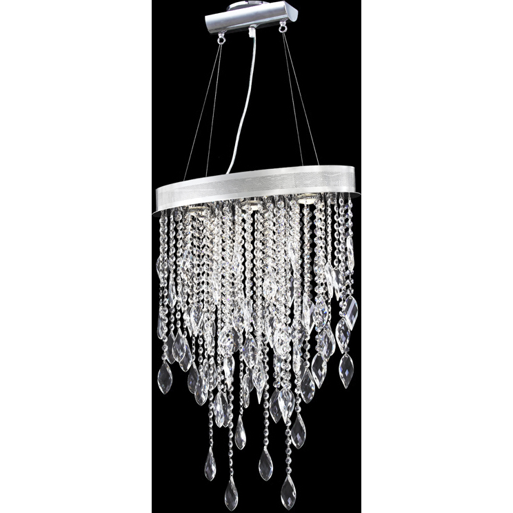 Sculptured Leaf 3 Light 7 inch Silver Chandelier Ceiling Light, Oval