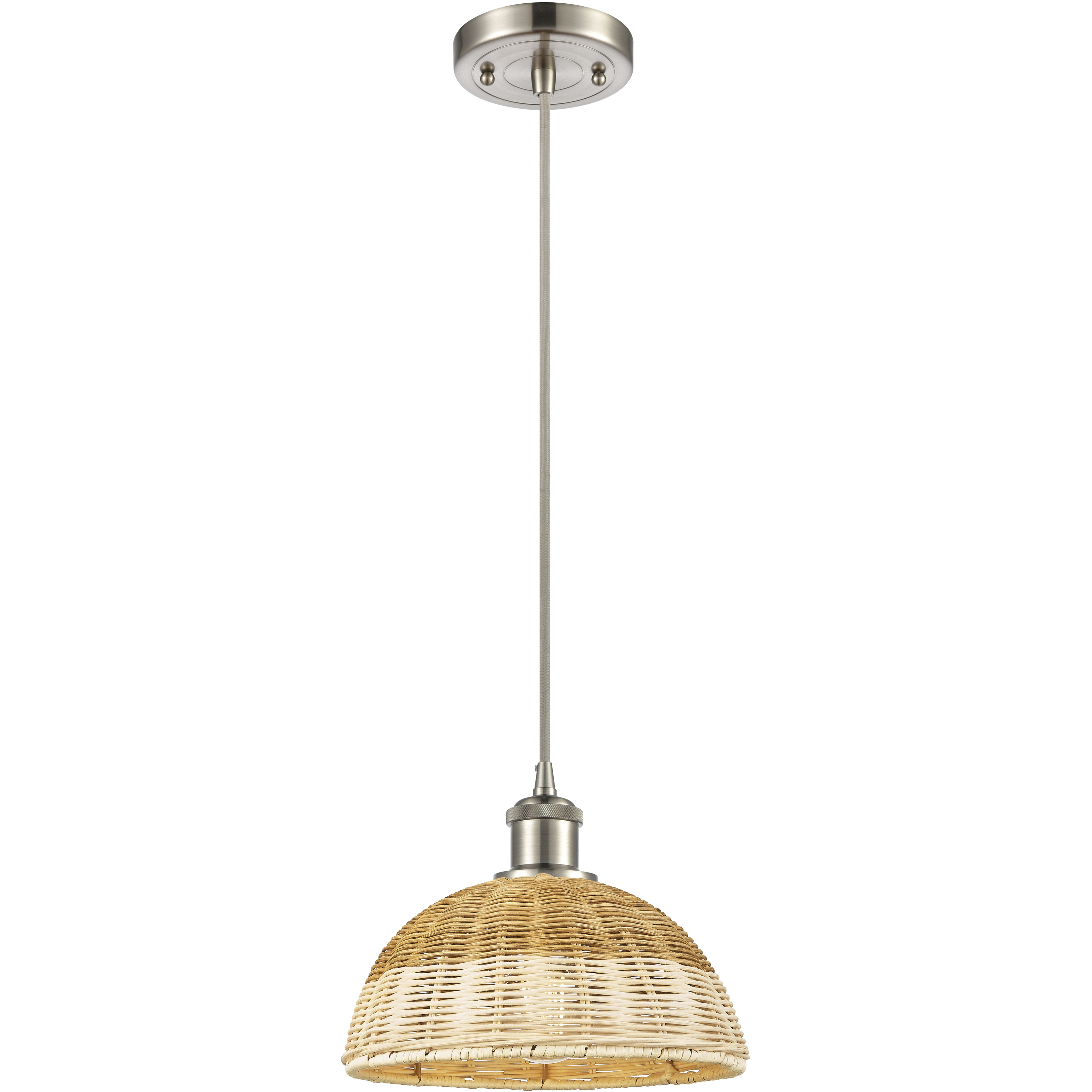 Ballston Bristol Natural II 1 Light 9 inch Brushed Satin Nickel Mini Pendant Ceiling Light
