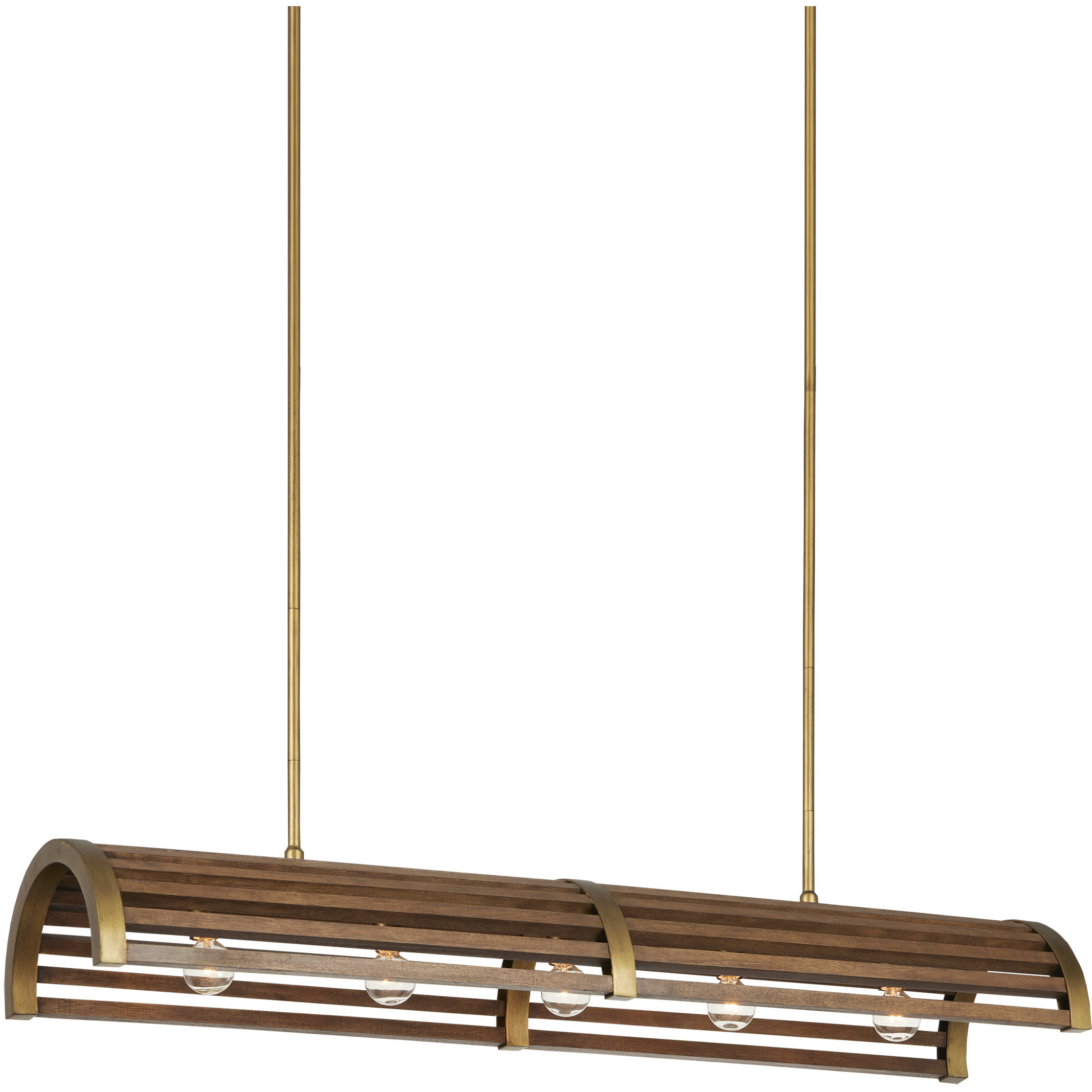 Woodbine 5 Light 42 inch Brass Linear Chandelier Ceiling Light