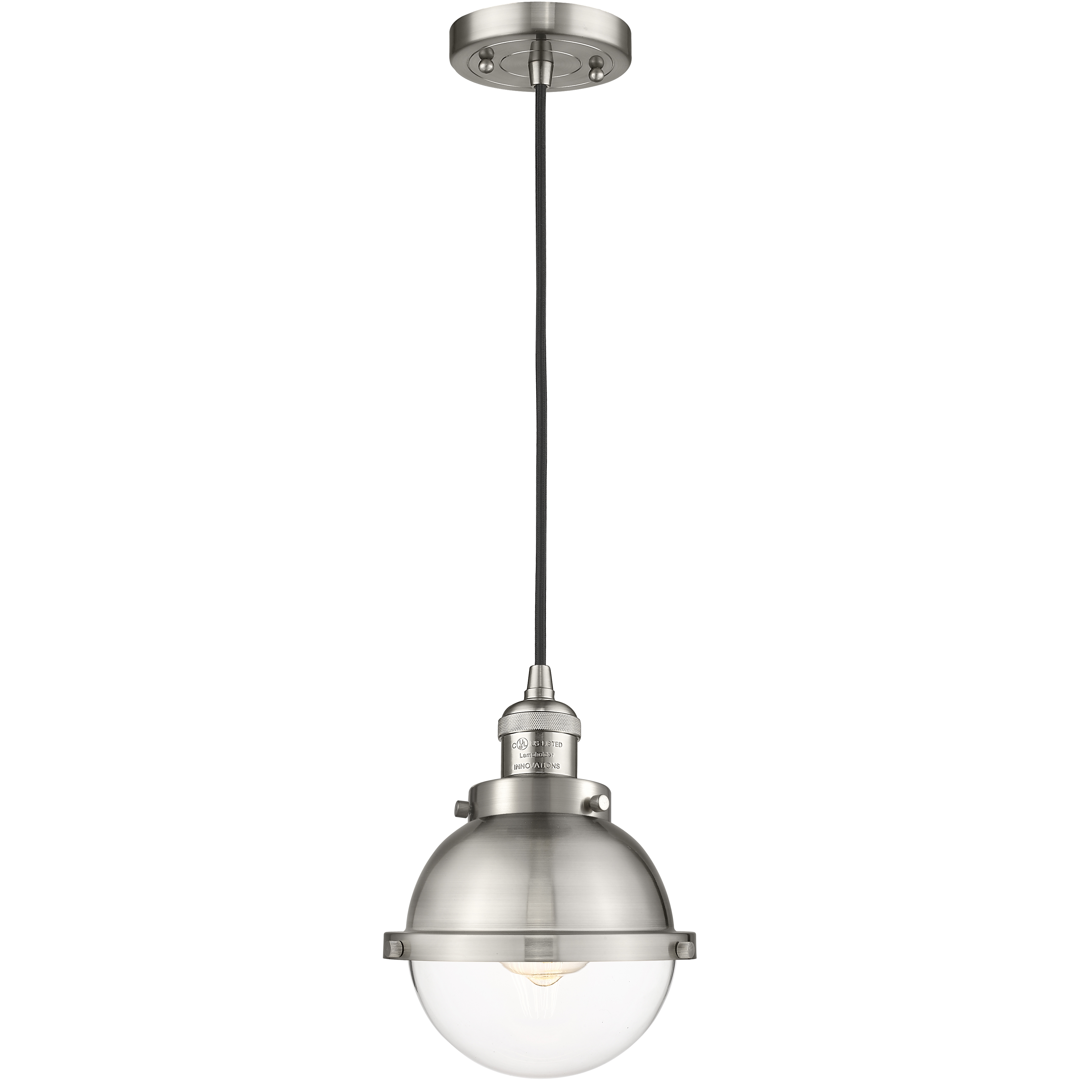 Franklin Restoration Hampden 1 Light 7.25 inch Brushed Satin Nickel Mini Pendant Ceiling Light in Clear Glass
