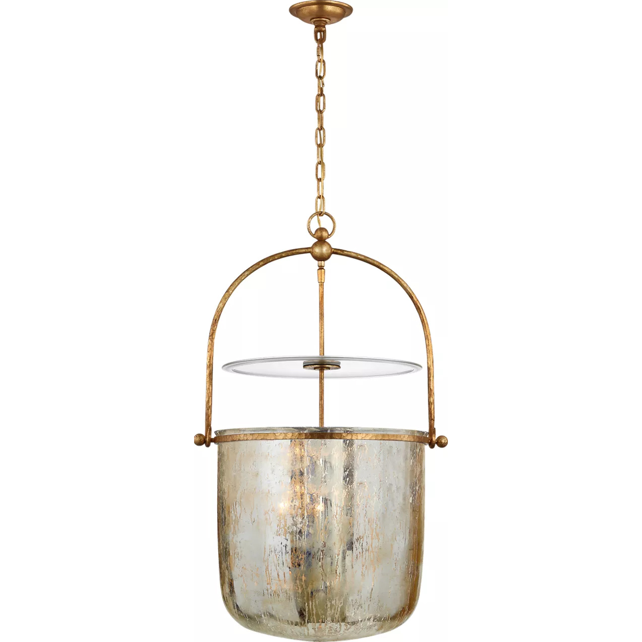 Chapman & Myers Lorford 4 Light 20 inch Gilded Iron Bell Lantern Pendant Ceiling Light in Mercury Glass