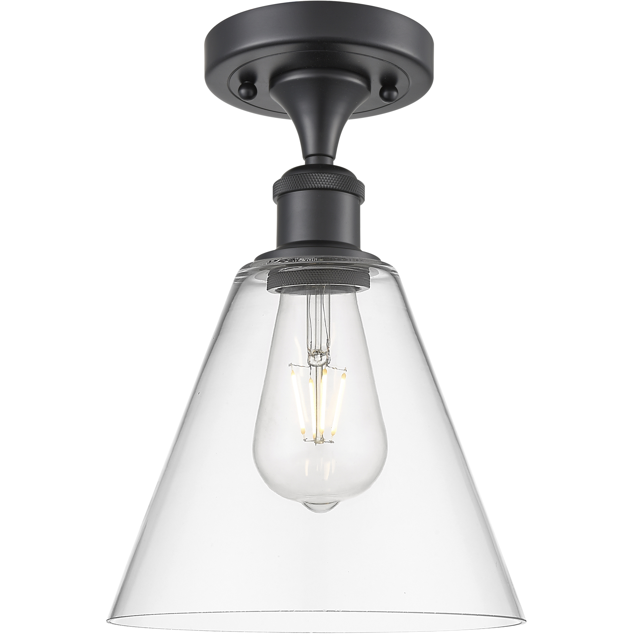 Edison Berkshire 1 Light 8 inch Matte Black Semi-Flush Mount Ceiling Light in Clear Glass