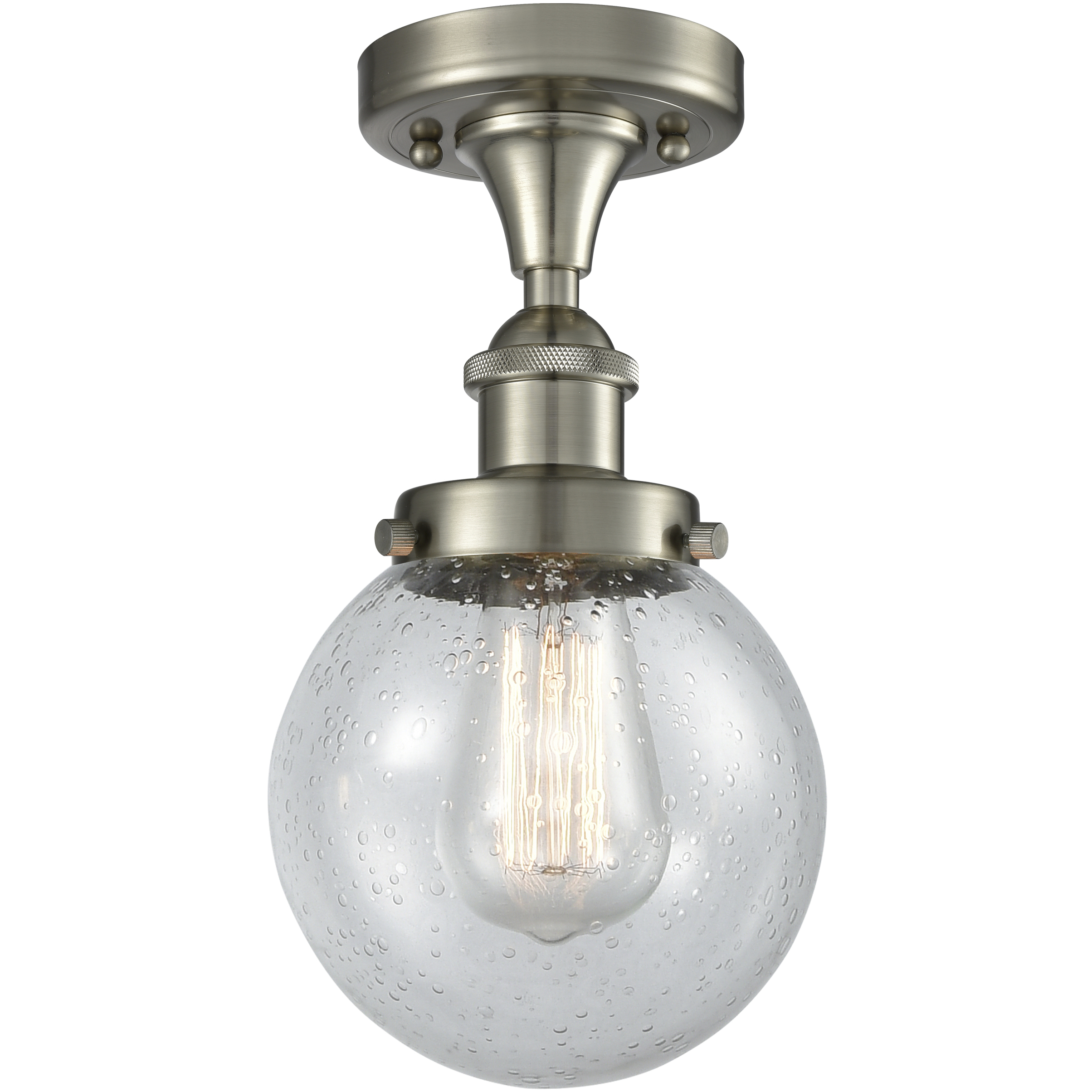 Beacon 1 Light 6.5 inch Brushed Satin Nickel Semi-Flush Mount Ceiling Light