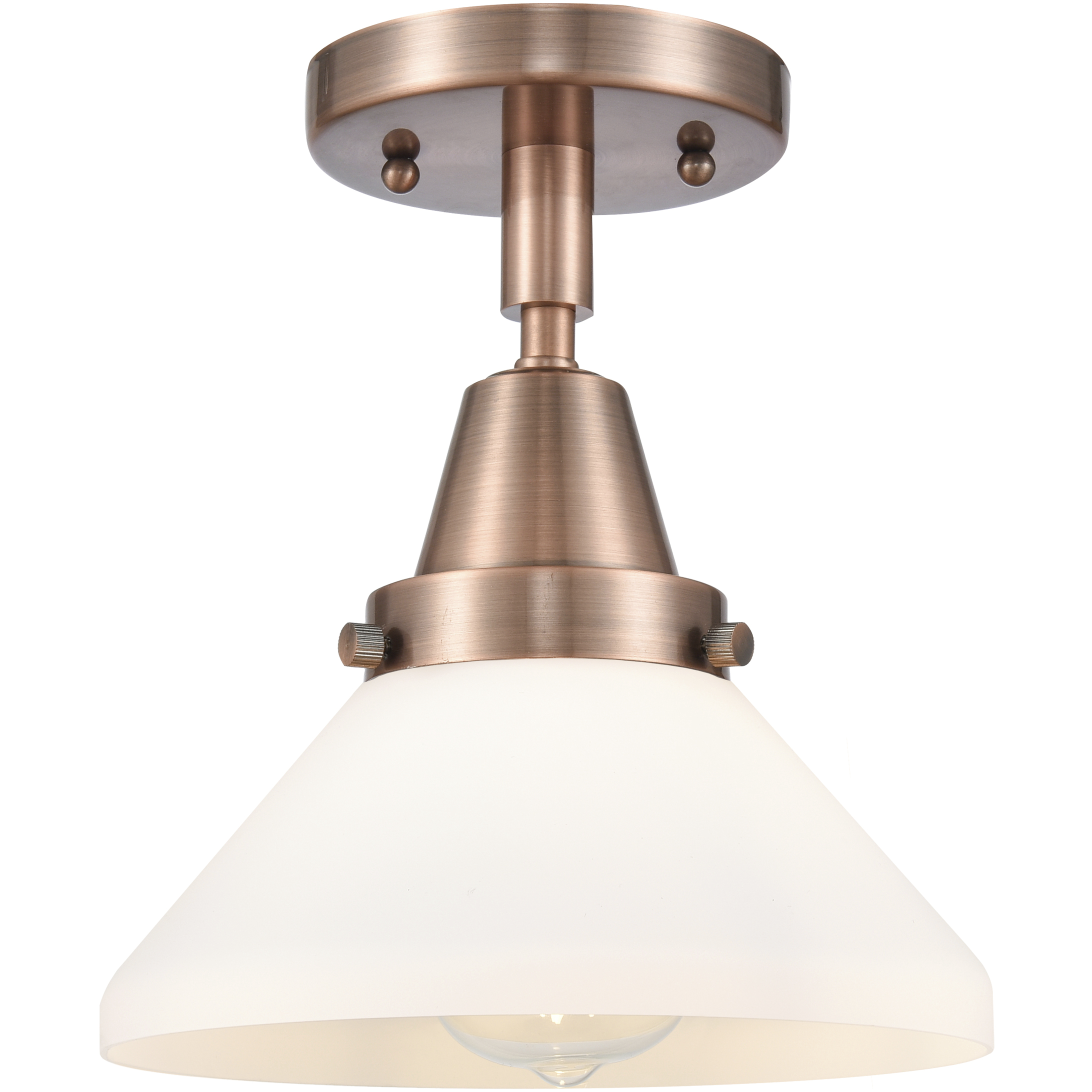 Franklin Restoration Caden LED 8 inch Antique Copper Flush Mount Ceiling Light in Matte White Glass