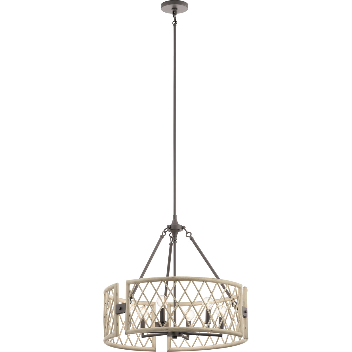 Oana 6 Light 24.75 inch White Washed Wood Chandelier Round Pendant Ceiling Light