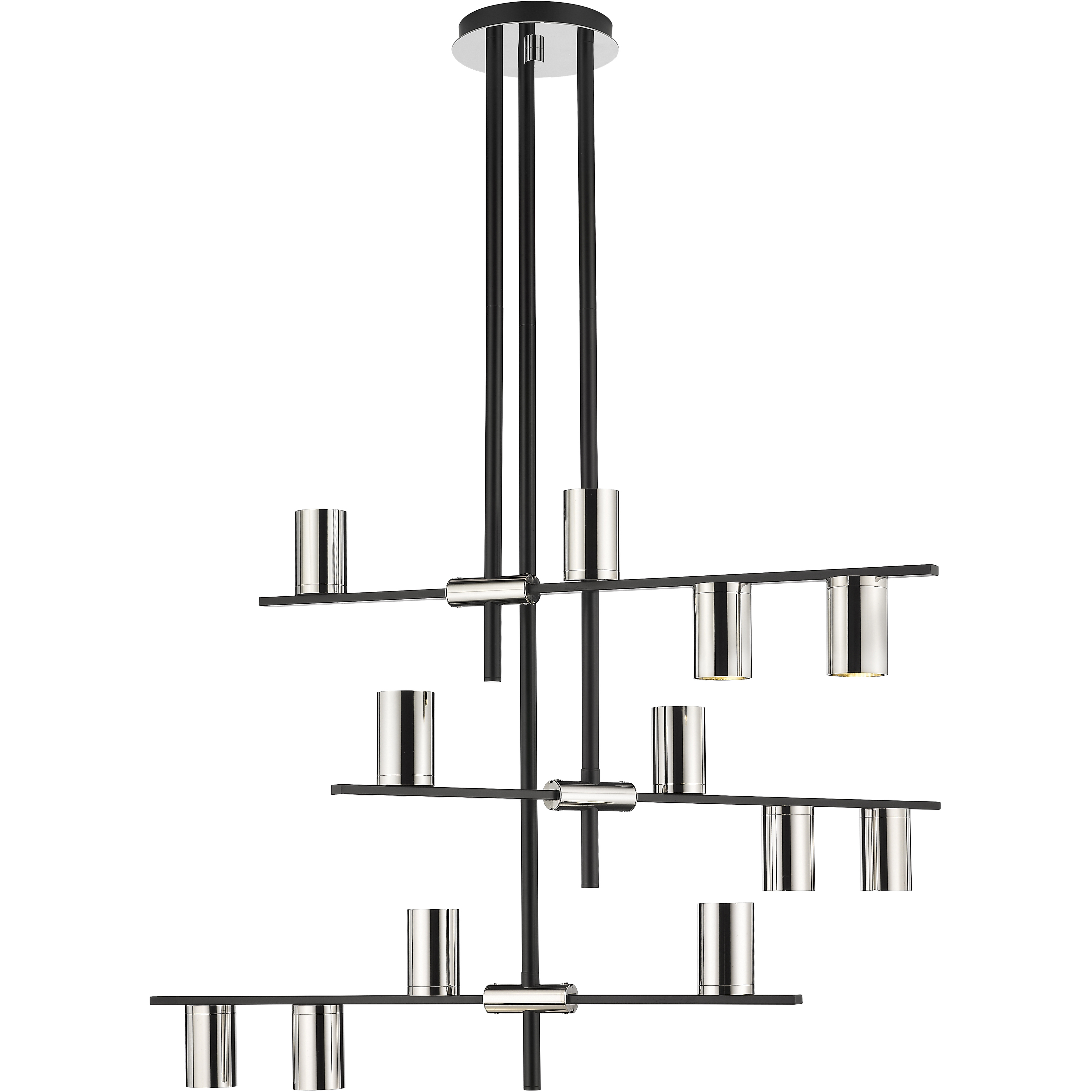 Calumet 12 Light 44 inch Matte Black and Polished Nickel Chandelier Ceiling Light in Hammered White and Brushed Nickel