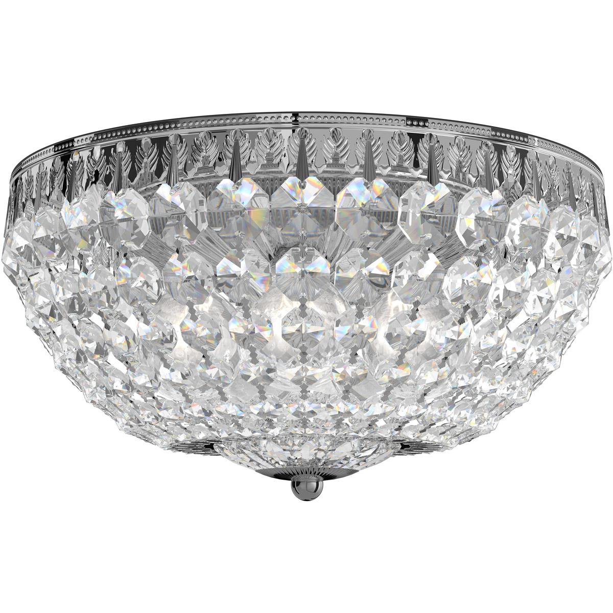 Petit Crystal 5 Light Polished Silver Flush Mount Ceiling Light in Optic