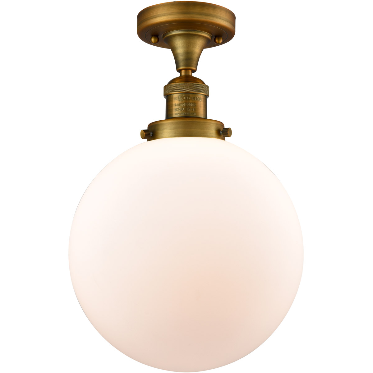 Franklin Restoration X-Large Beacon 1 Light 10 inch Brushed Brass Semi-Flush Mount Ceiling Light in Matte White Glass, Franklin Restoration