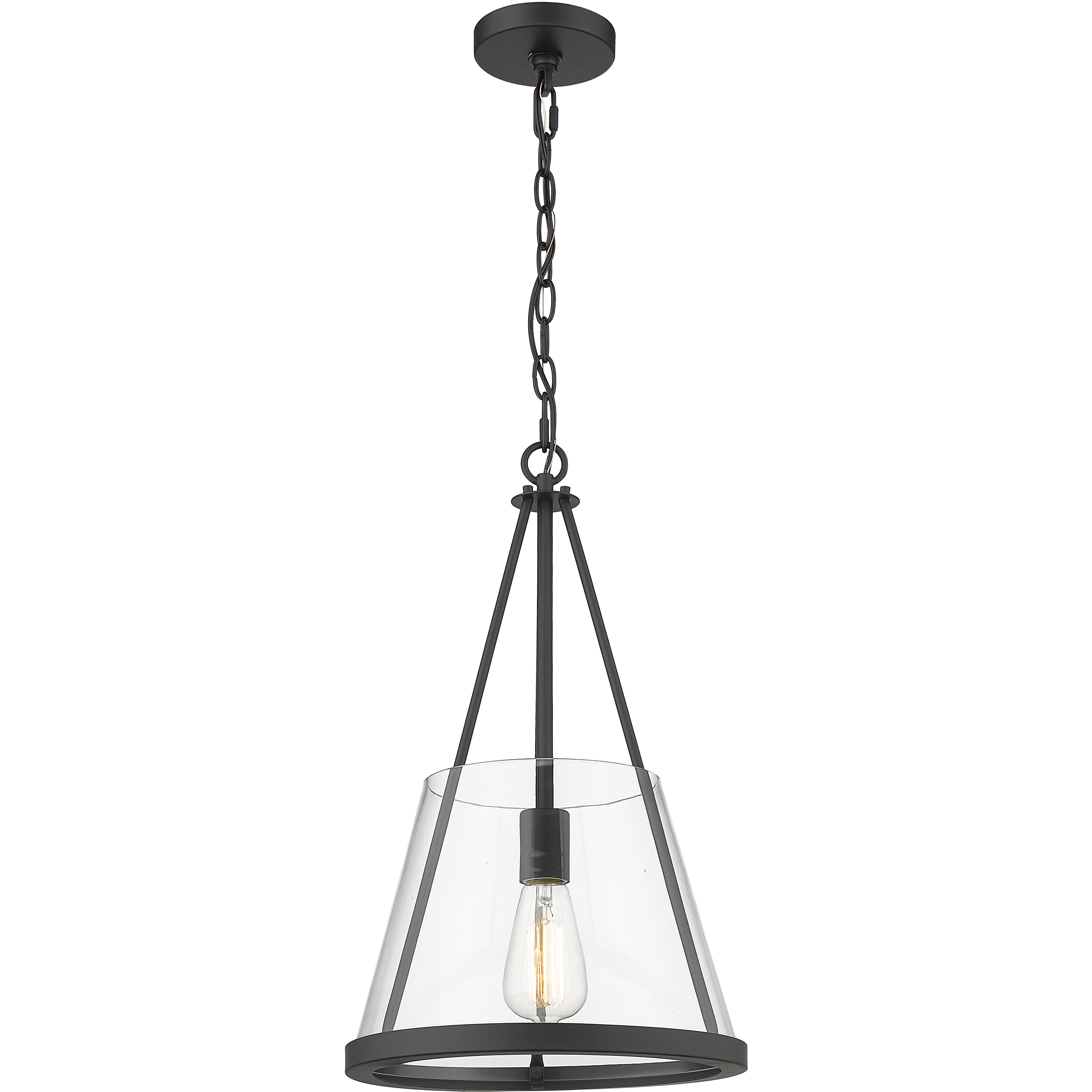 Lux 1 Light 12 inch Matte Black Mini Pendant Ceiling Light in Clear Glass