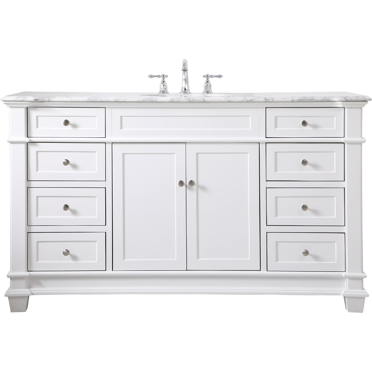 Wesley 60 X 21.5 X 35 inch White Vanity Sink Set