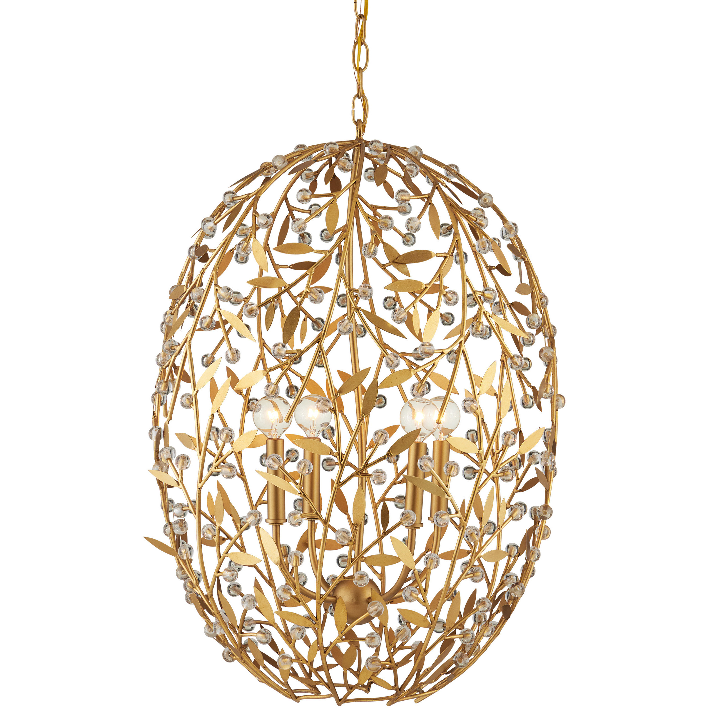 Secret Garden 4 Light 20.5 inch Contemporary Gold Leaf and Contemporary Gold Chandelier Ceiling Light