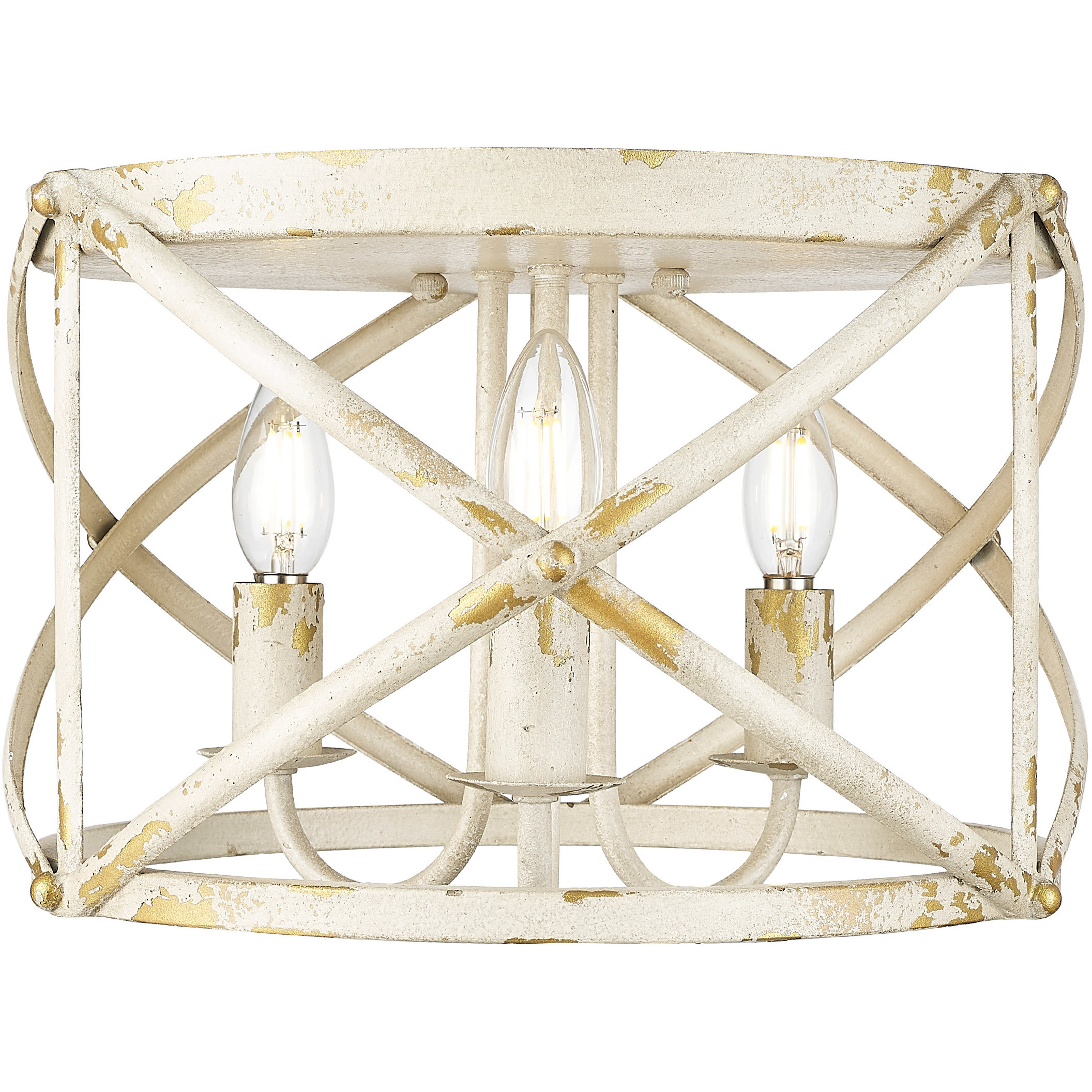 Alcott 3 Light 15 inch Antique Ivory Flush Mount Ceiling Light