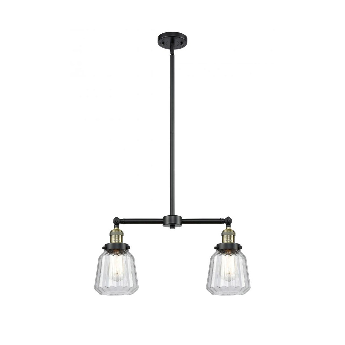 Franklin Restoration Chatham 2 Light 21 inch Black Antique Brass Chandelier Ceiling Light in Clear Glass, Franklin Restoration