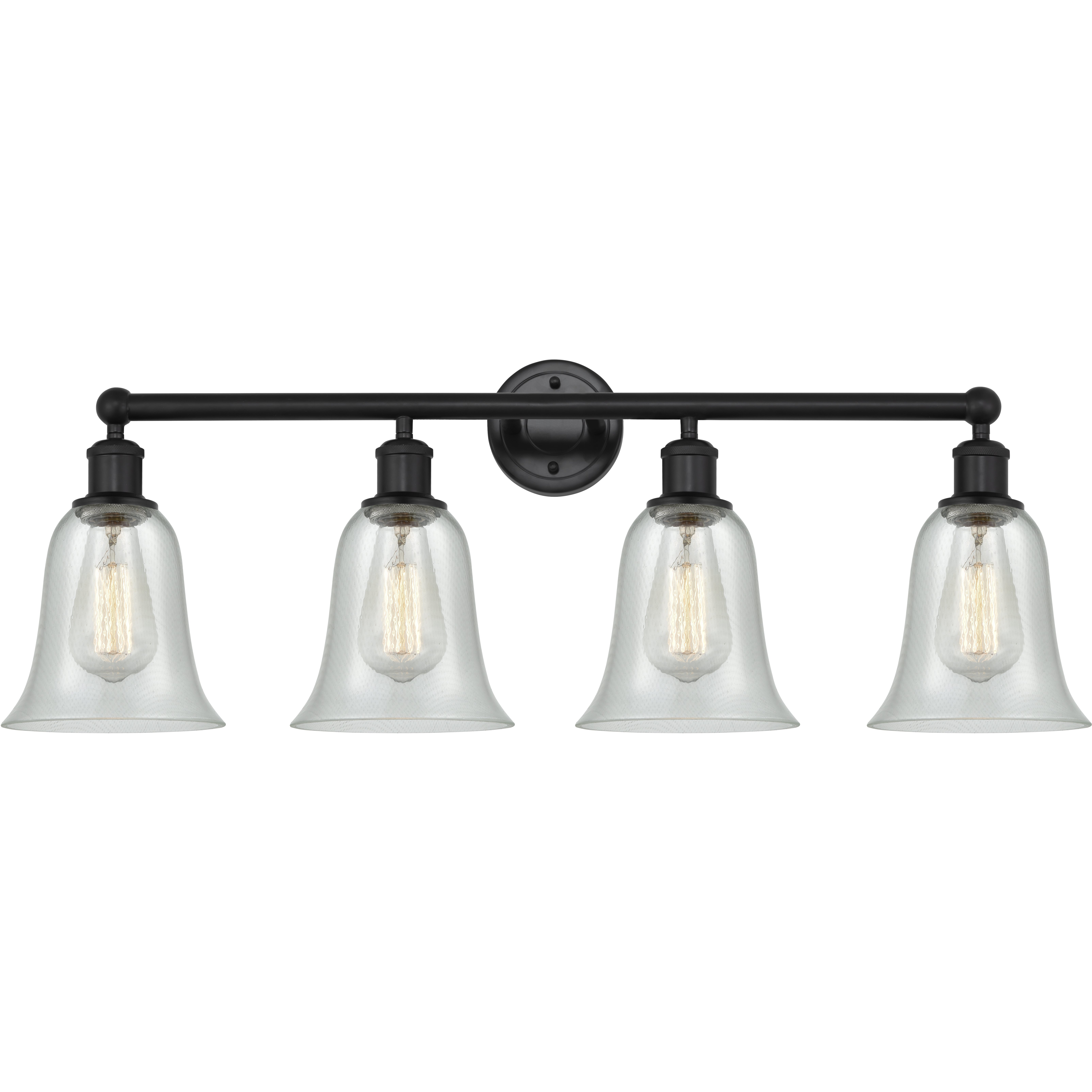 Edison Hanover 4 Light 33.25 inch Matte Black Bath Vanity Light Wall Light in Fishnet Glass