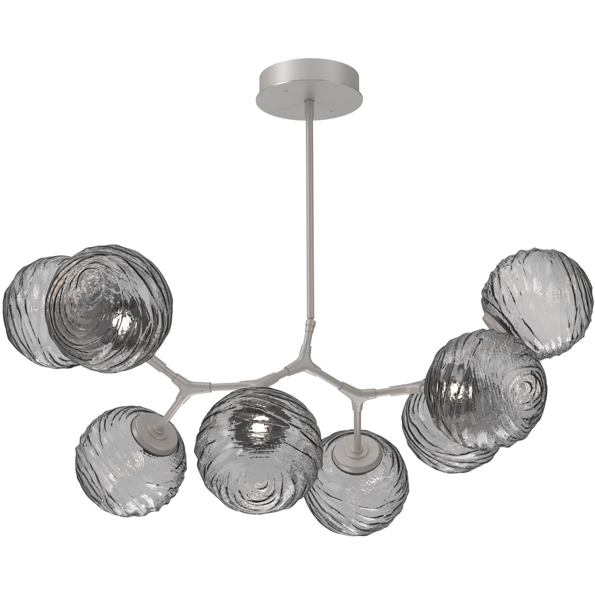 Gaia LED 30 inch Beige Silver Linear Multi-Pendant Ceiling Light in 3000K LED, Smoke, Modern Branch