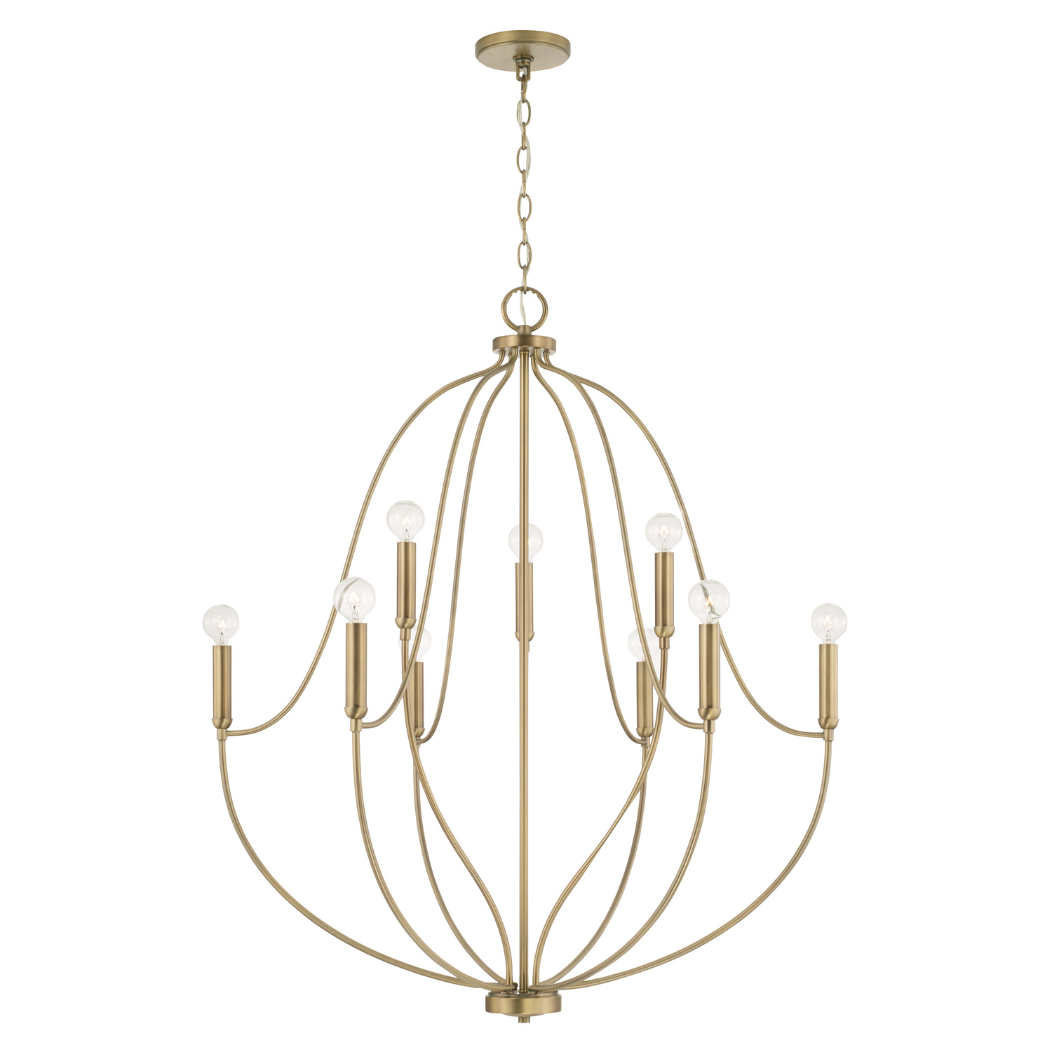 Madison 9 Light 32.5 inch Aged Brass Chandelier Ceiling Light