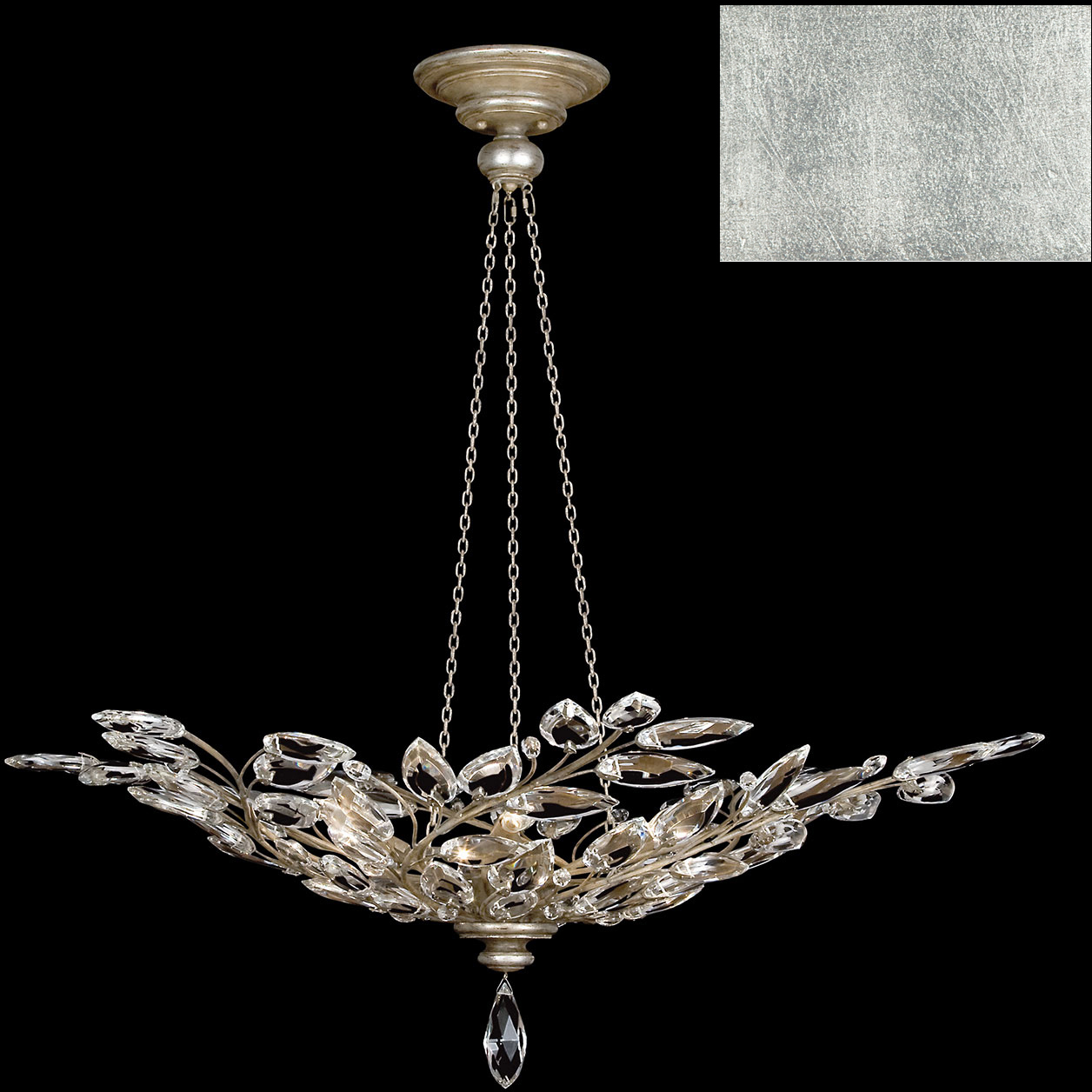 Crystal Laurel 6 Light 47 inch Silver Pendant Ceiling Light