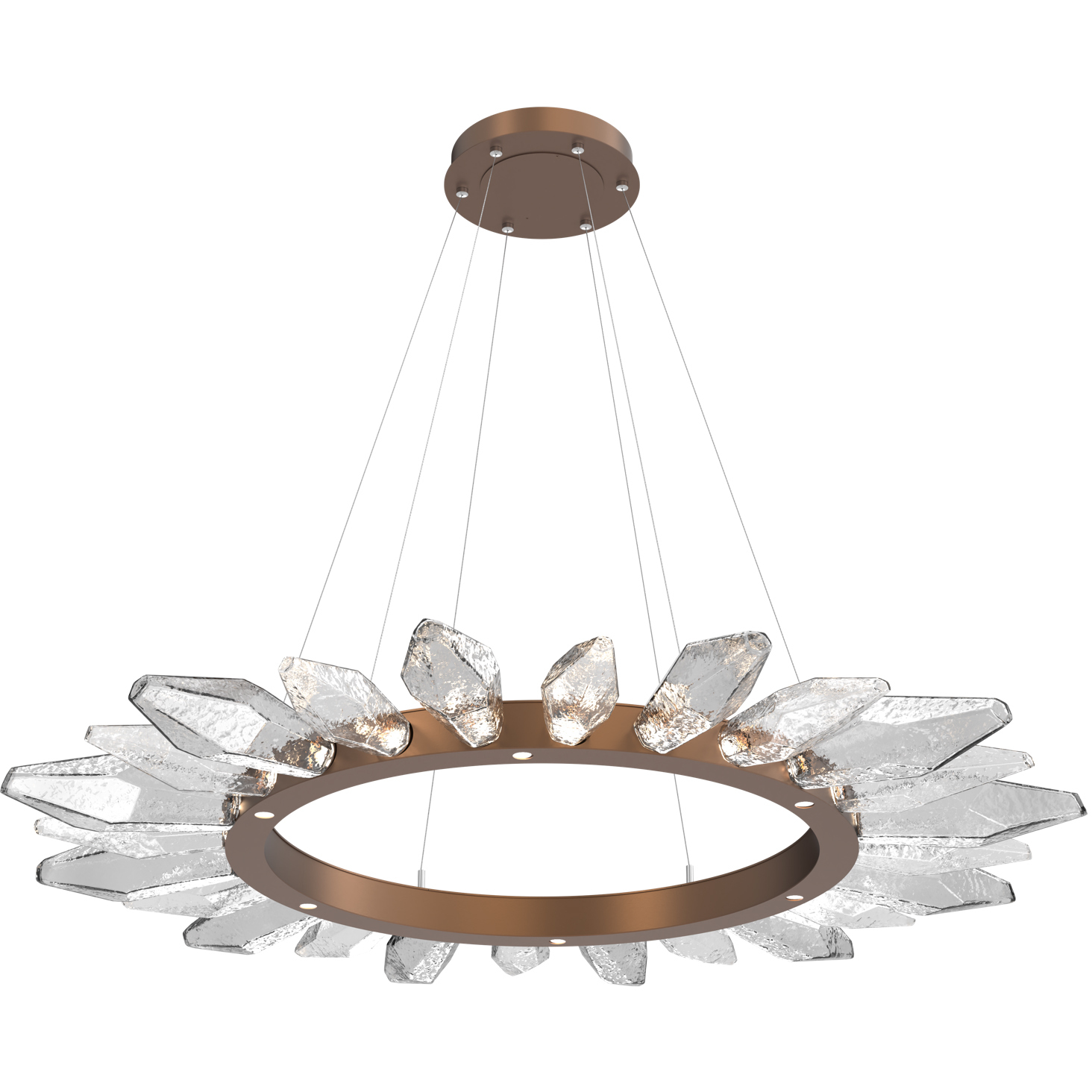 Rock Crystal LED Burnished Bronze Chandelier Ceiling Light, Radial Ring
