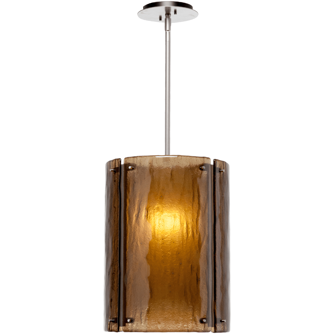 Textured Glass LED 12.4 inch Flat Bronze Pendant Ceiling Light in