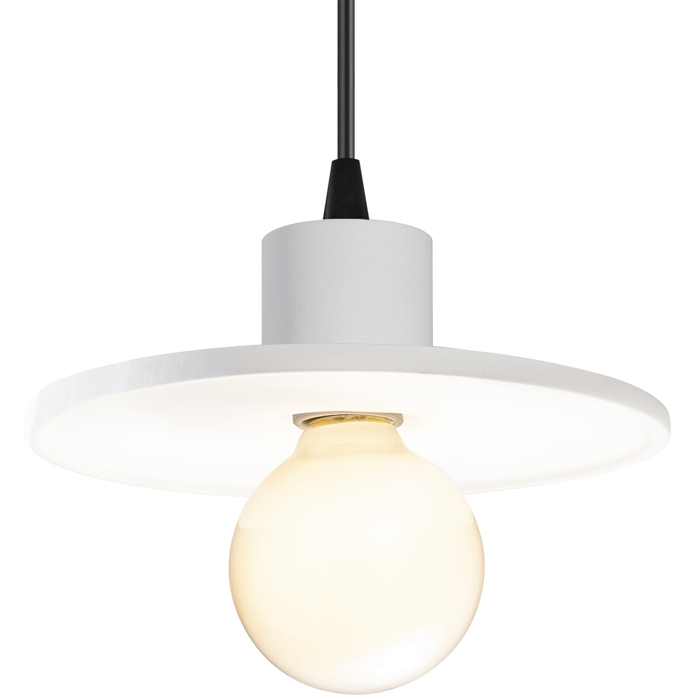 Radiance Collection - Saucer 1 Light 8 inch Gloss White (outside and inside of fixture) Pendant Ceiling Light in Matte Black, Black Cord, Gloss White/Gloss White, Form+Finish+Function