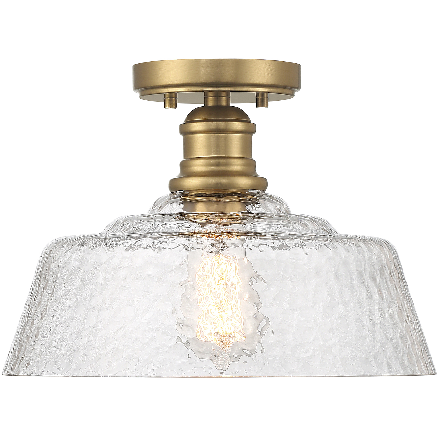 Vintage 1 Light 13 inch Natural Brass Semi-Flush Ceiling Light