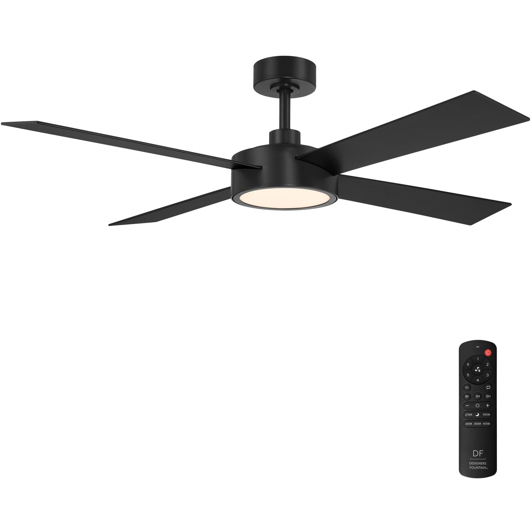 Onyo 52 inch Matte Black with Matte Black/Sepia Brown Reversible Blades Ceiling Fan