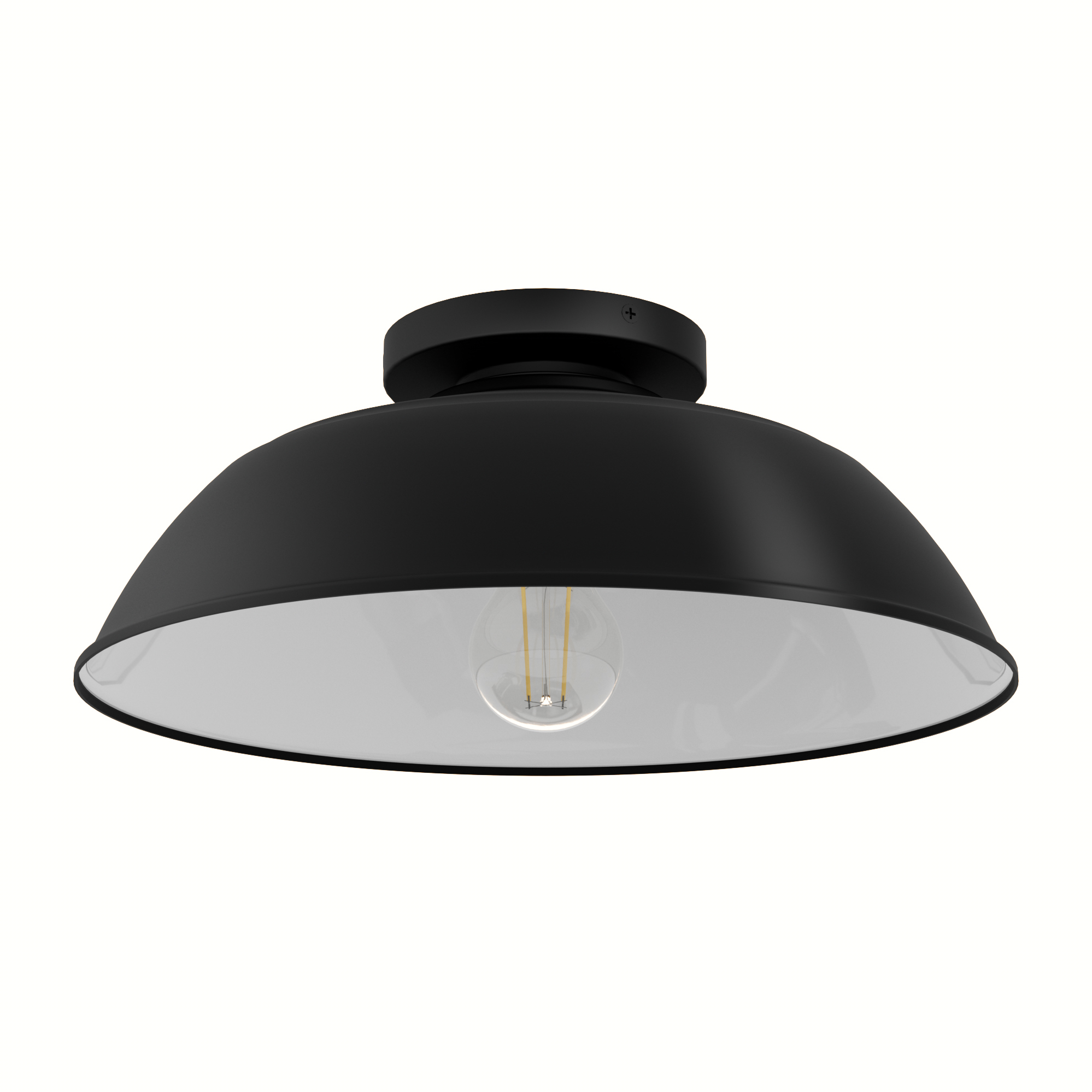 Mill Valley 1 Light 14 inch Matte Black and White Outdoor Flush Mount, Medium