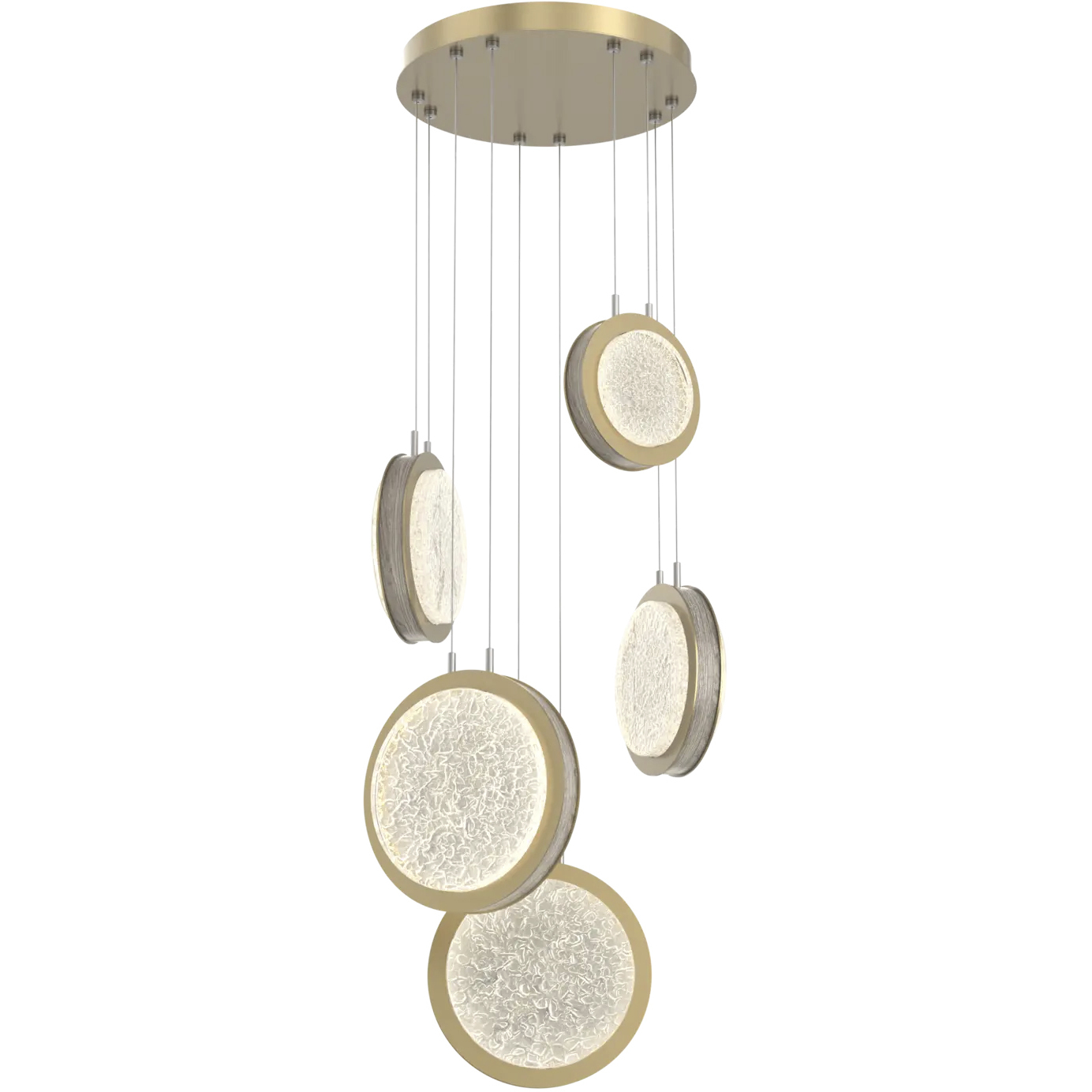 Iris LED 20 inch Gilded Brass with Ash Multi-Pendant Ceiling Light in 3000K LED