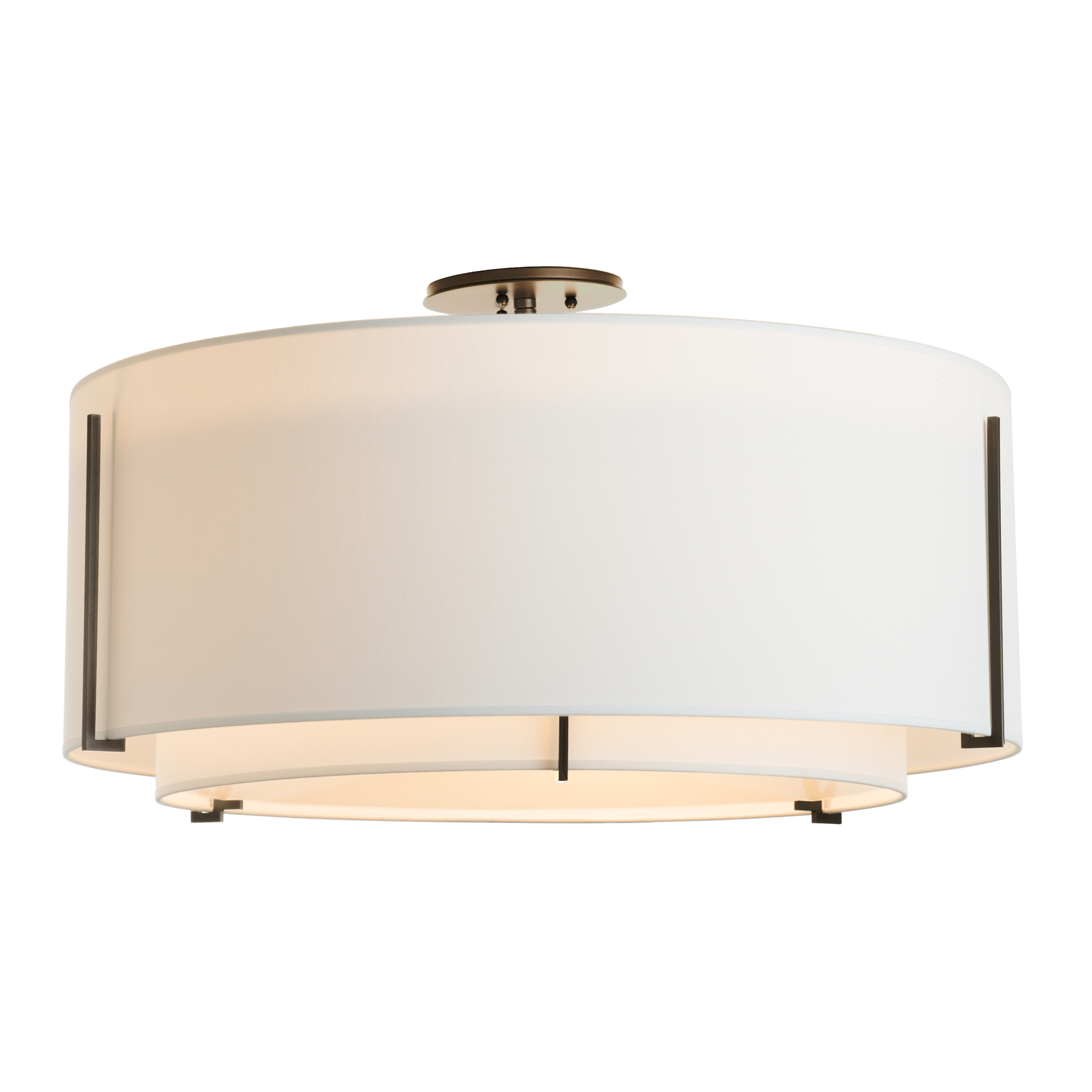 Exos 3 Light 29.3 inch Oil Rubbed Bronze Semi-Flush Ceiling Light in Natural Anna, Large