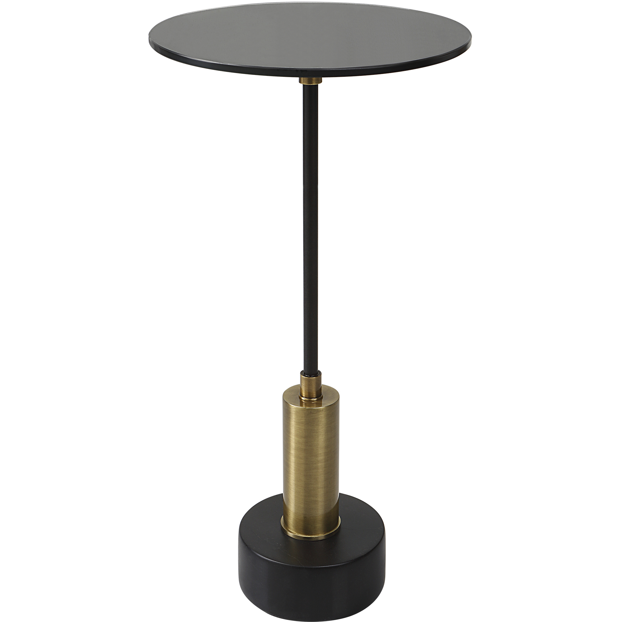 Spector 24 X 12 inch Brushed Brass and Satin Black with Black Marble Accent Table