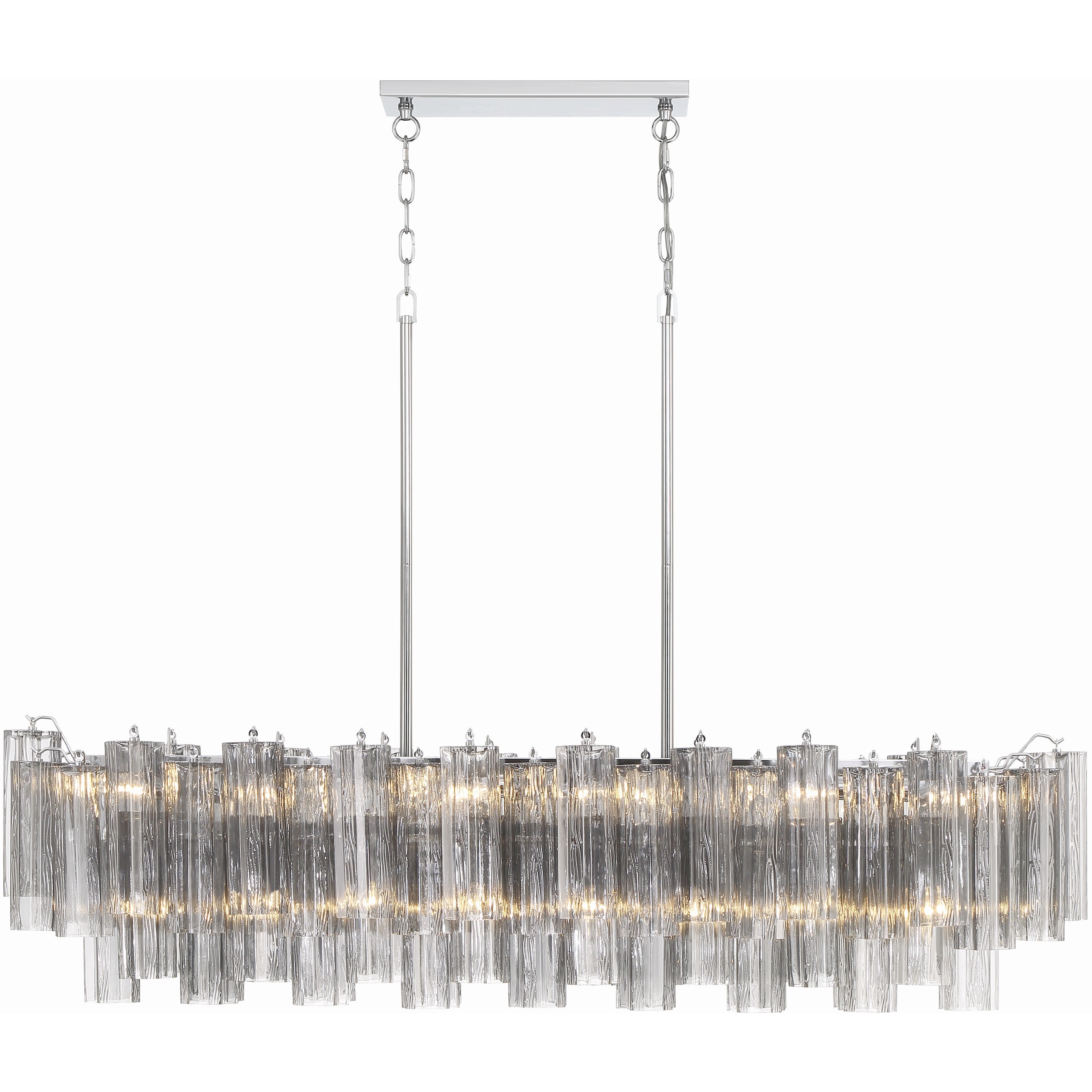 Addis 14 Light 51.75 inch Polished Chrome Linear Chandelier Ceiling Light in Tronchi Glass Smoke
