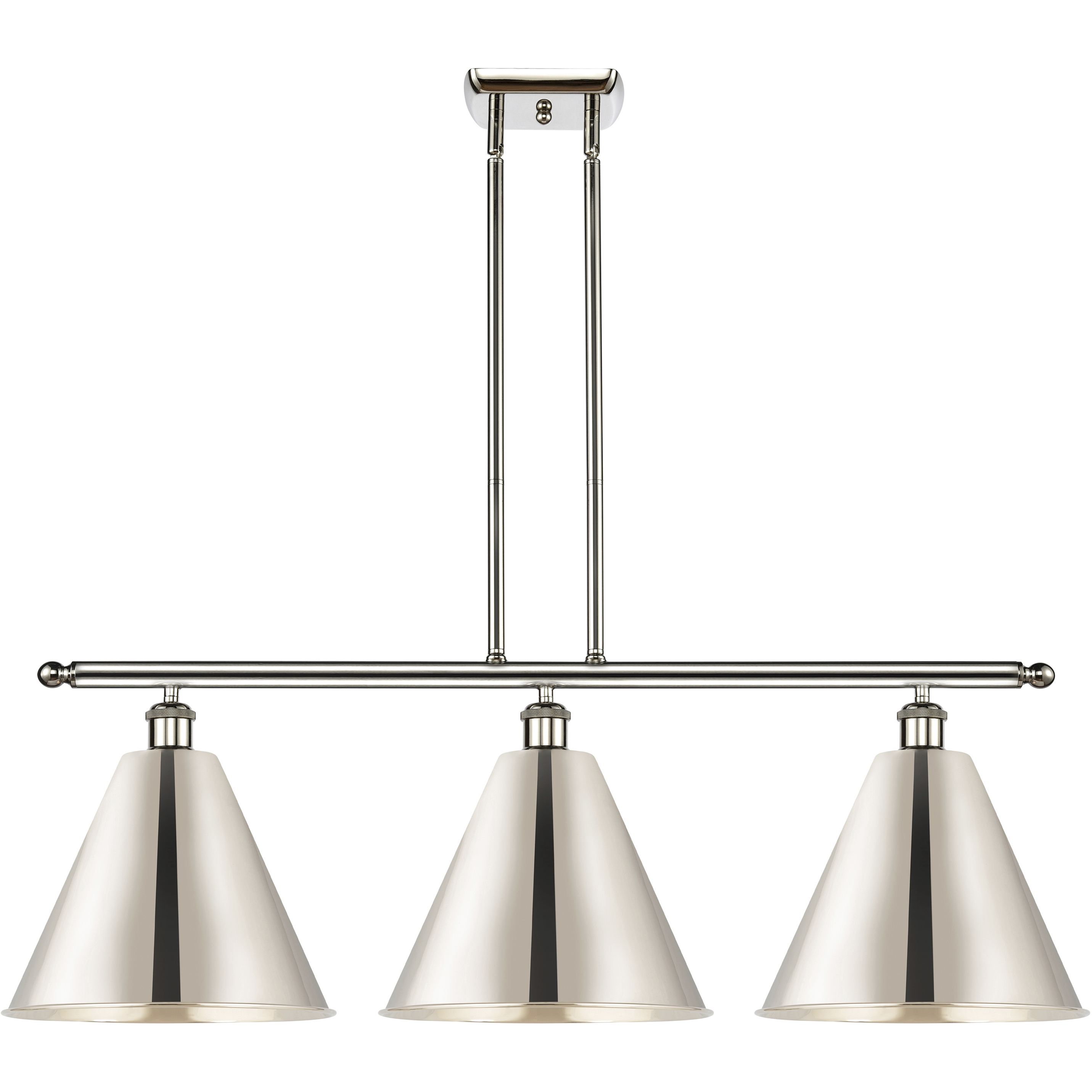 Ballston Cone 3 Light 39 inch Polished Nickel Island Light Ceiling Light
