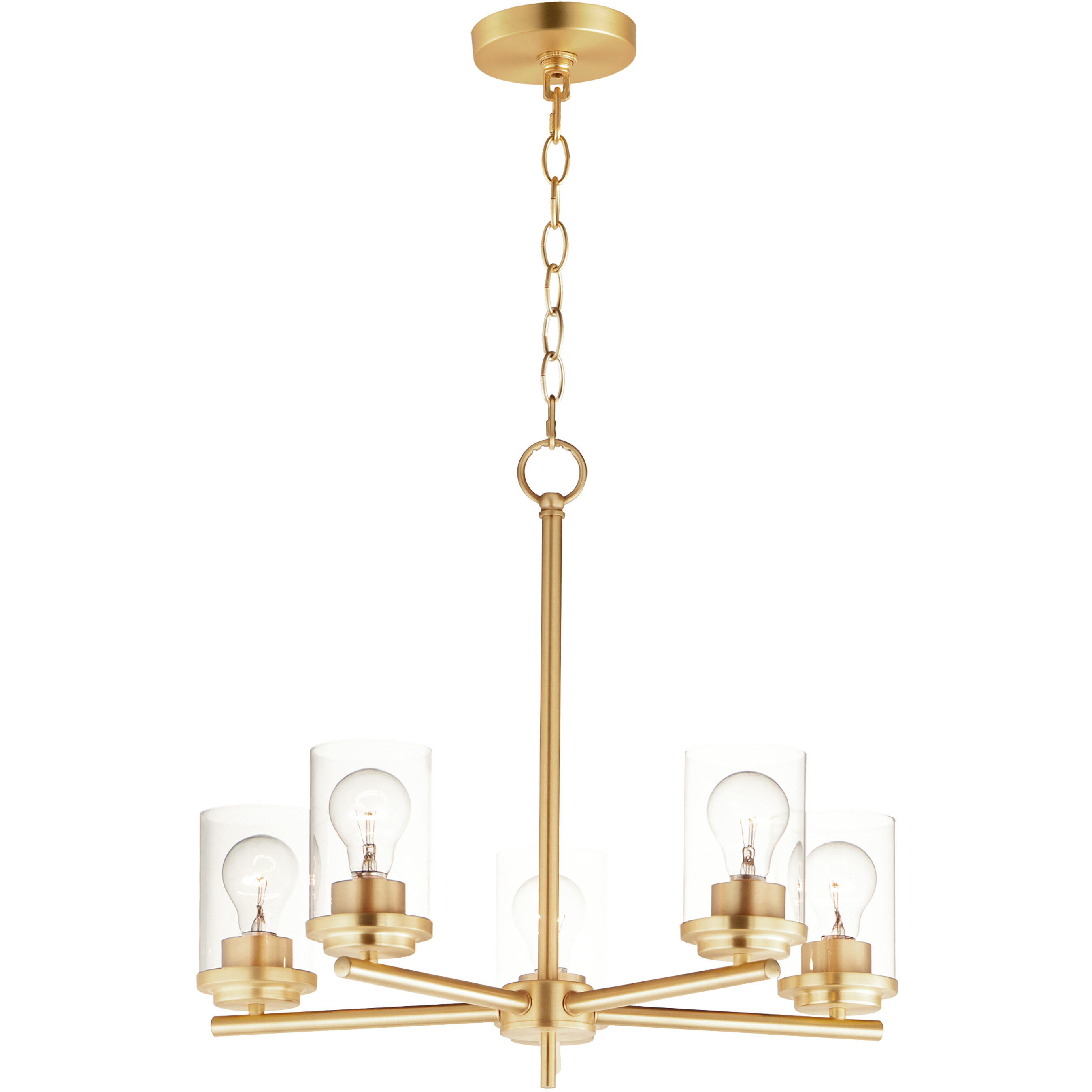Corona 5 Light 22 inch Satin Brass Single-Tier Chandelier Ceiling Light in Clear