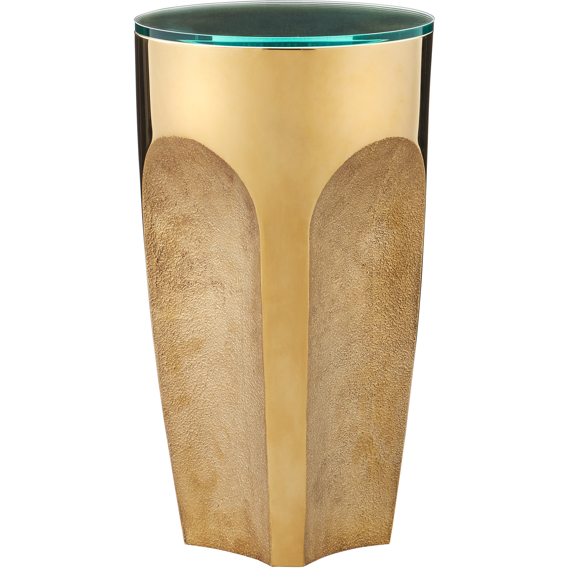 Lemy 12 inch Polished Brass and Clear Drinks Table