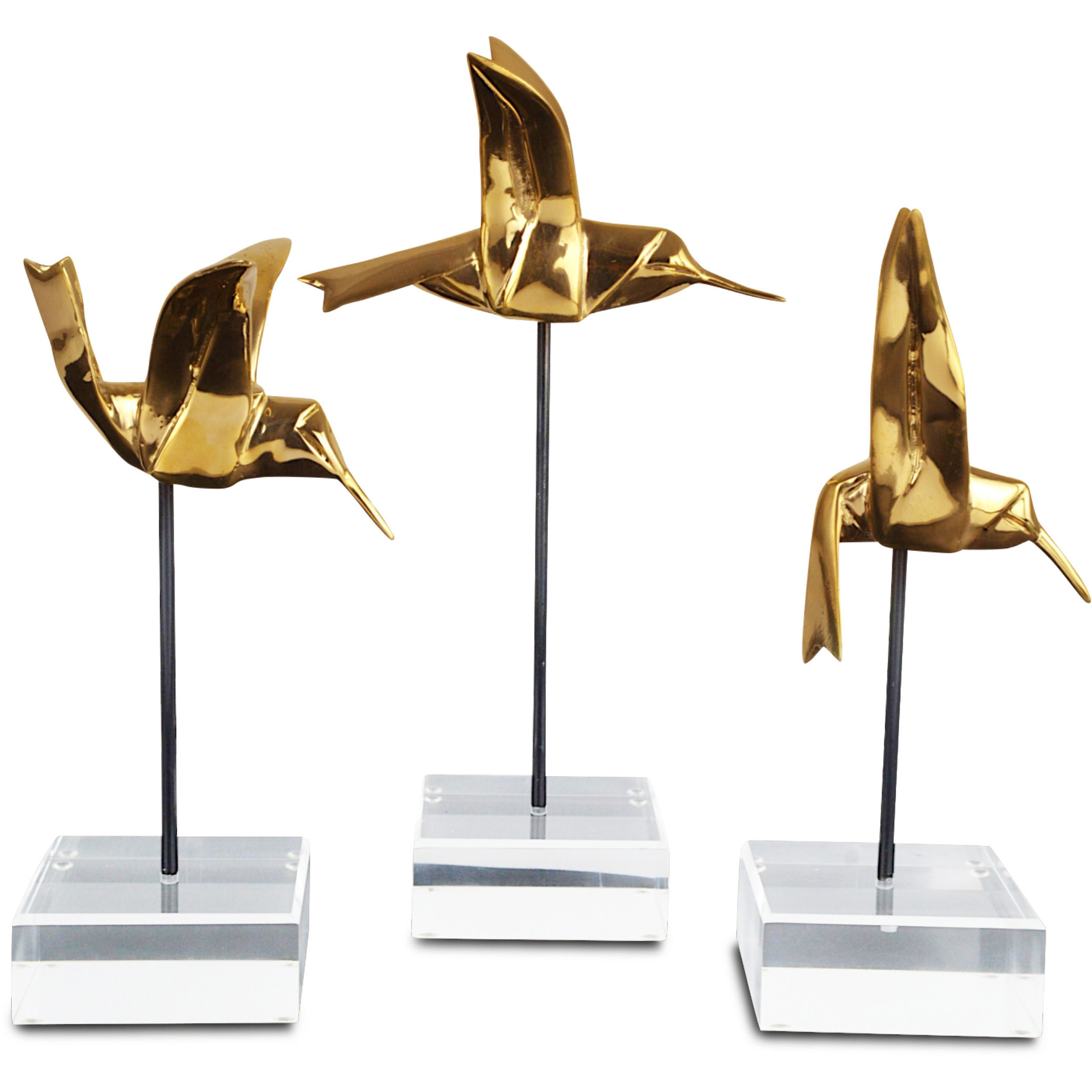 Hummingbird 10 X 5.75 inch Sculptures, Set of 3
