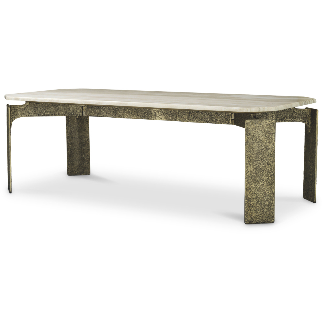 Bodega 90.55 X 39.37 inch Antique Brass and Beige Marble Top Dining Table