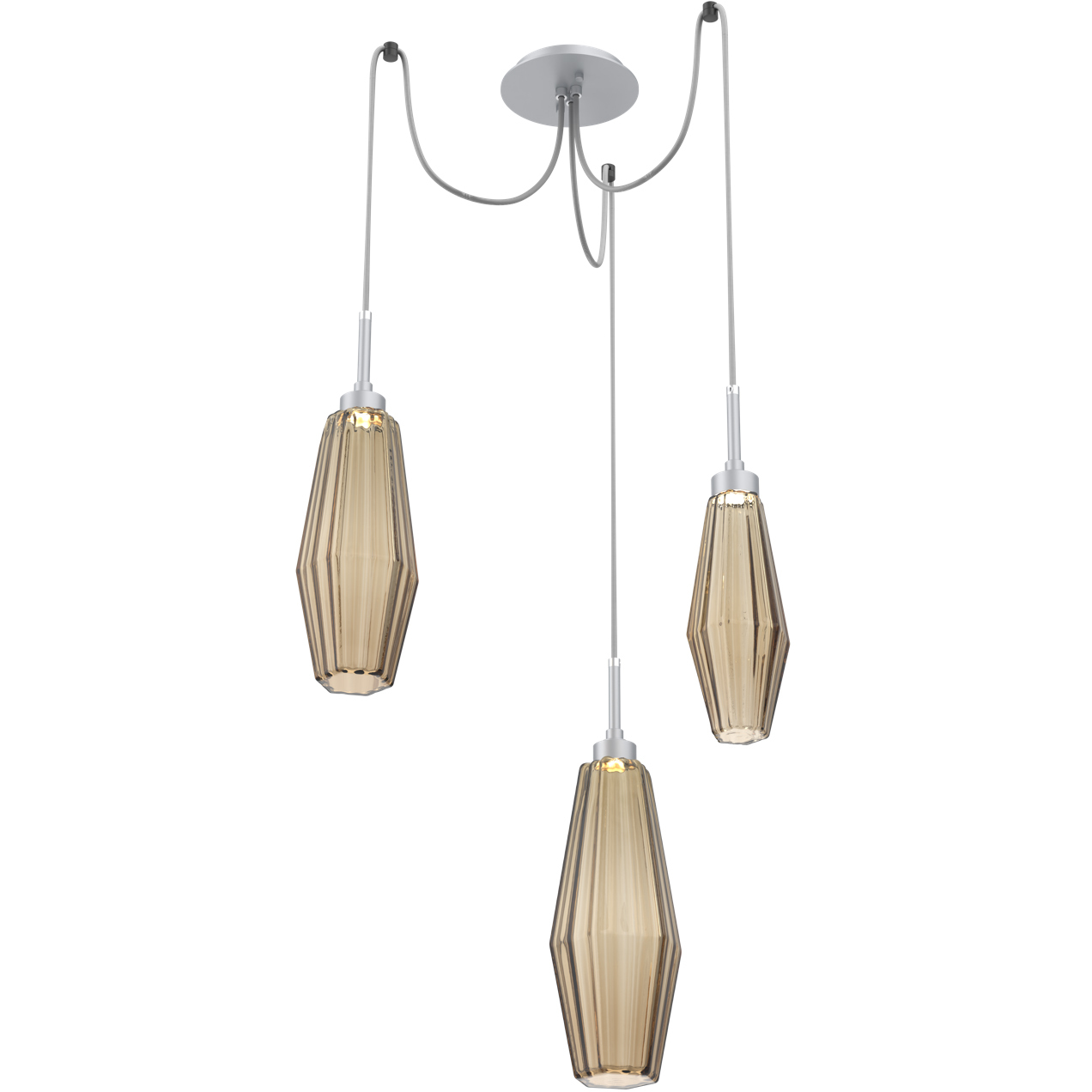 Aalto LED Classic Silver Swag Multi-Pendant Ceiling Light in Bronze, 2700K LED