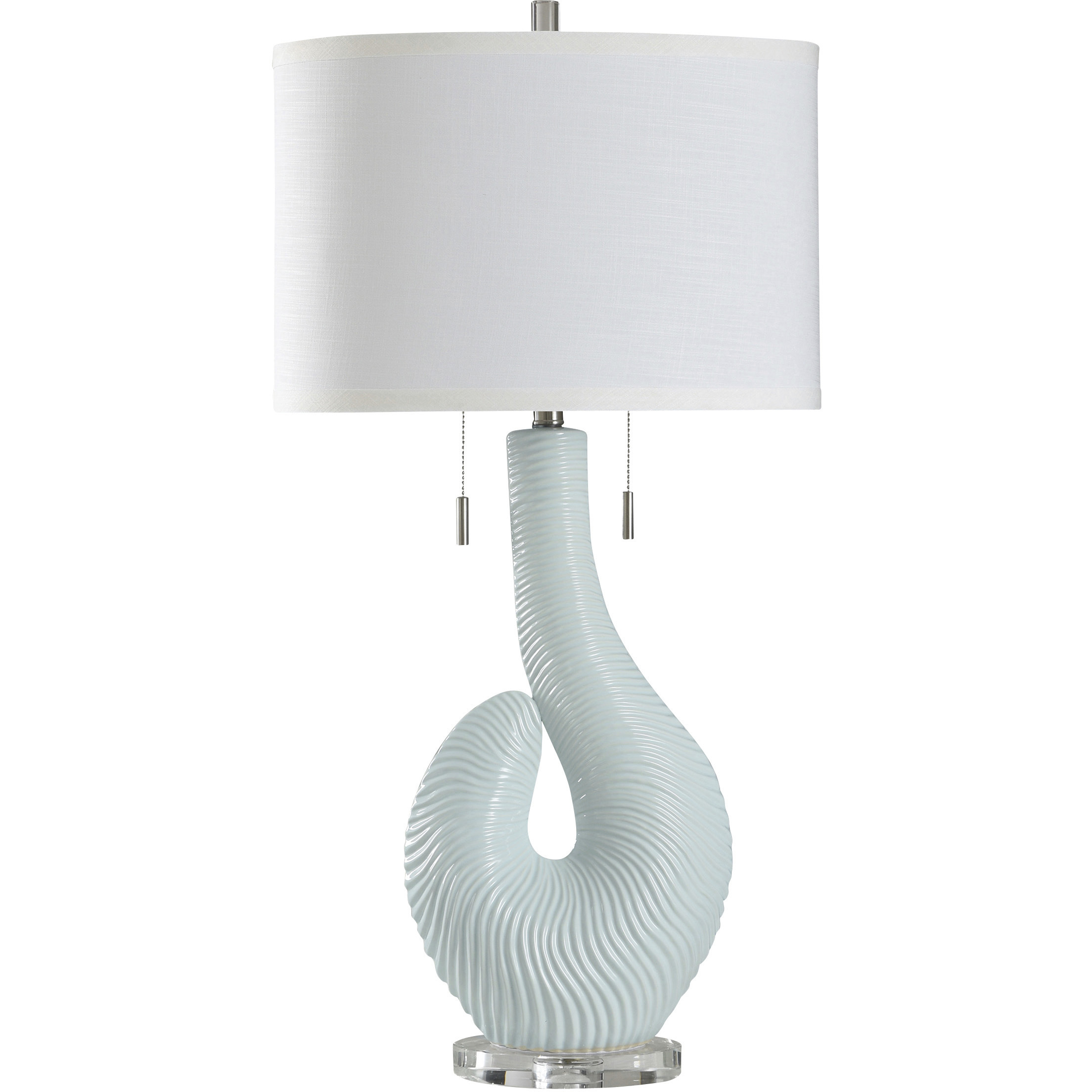 Cameron 35.5 inch 60 watt Whisper Blue and White and Clear Table Lamp Portable Light