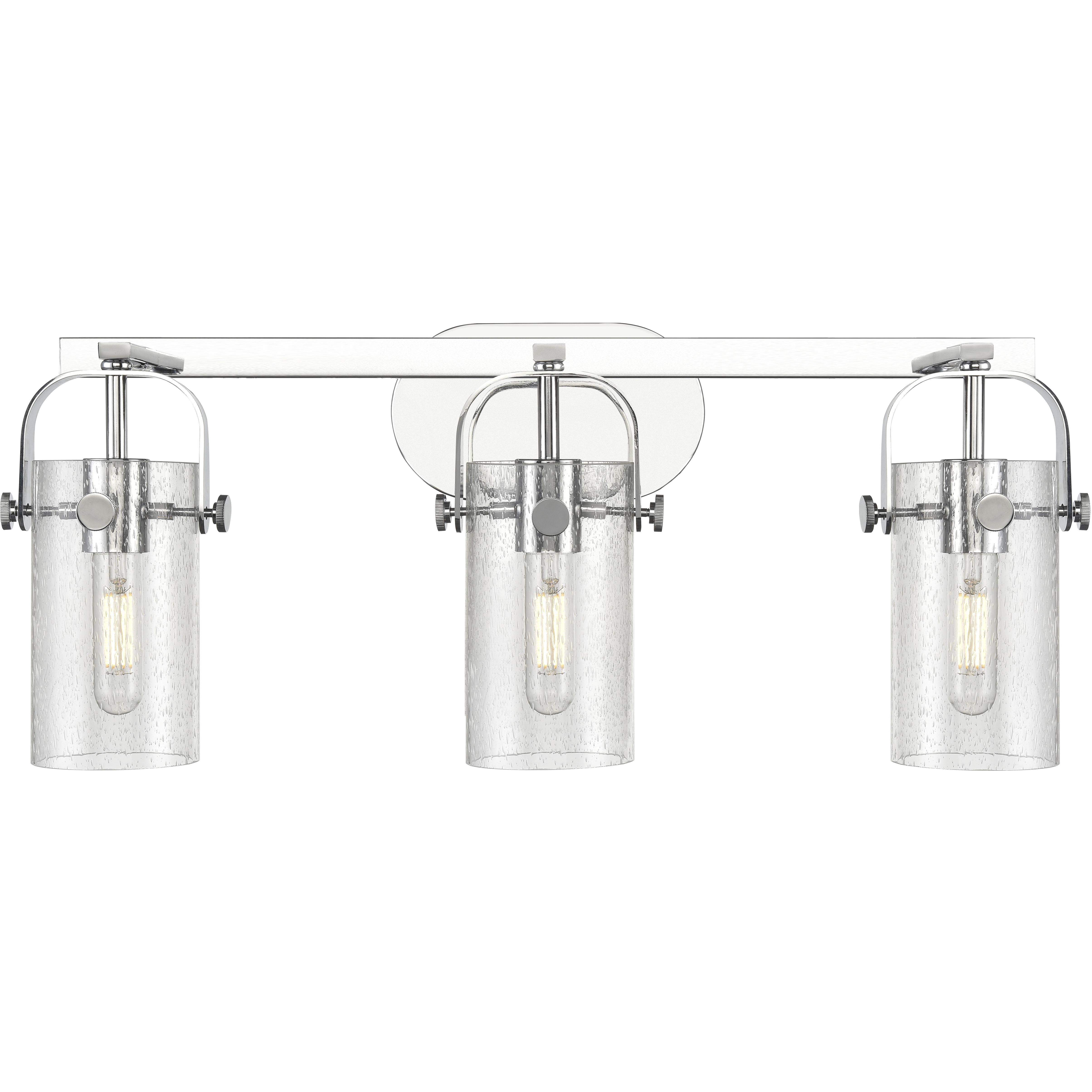 Pilaster II Cylinder 3 Light 24.88 inch Polished Chrome Bath Vanity Light Wall Light in Seedy Glass