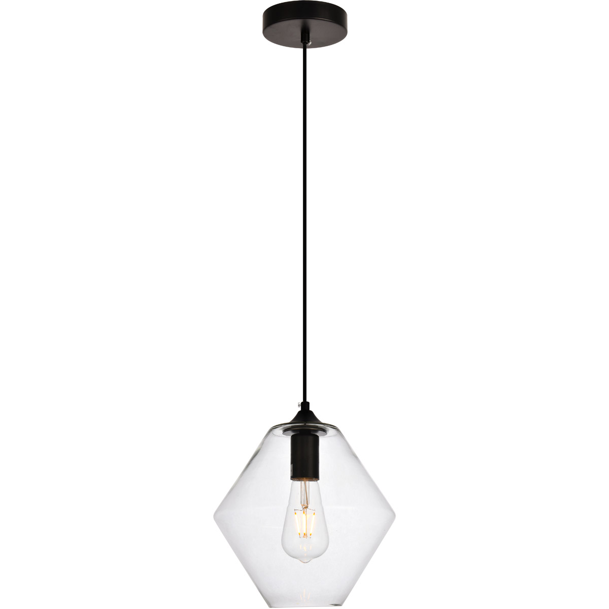 Placido 1 Light 9.4 inch Black and Clear Pendant Ceiling Light