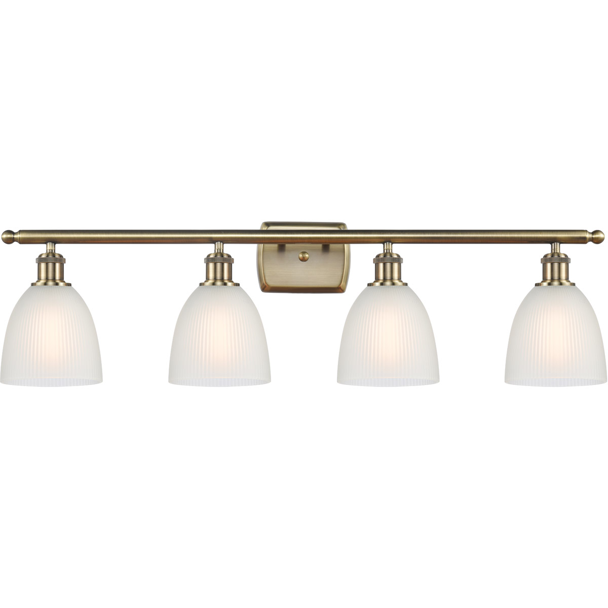Ballston Castile 4 Light 36 inch Antique Brass Bath Vanity Light Wall Light in Incandescent, White Glass, Ballston